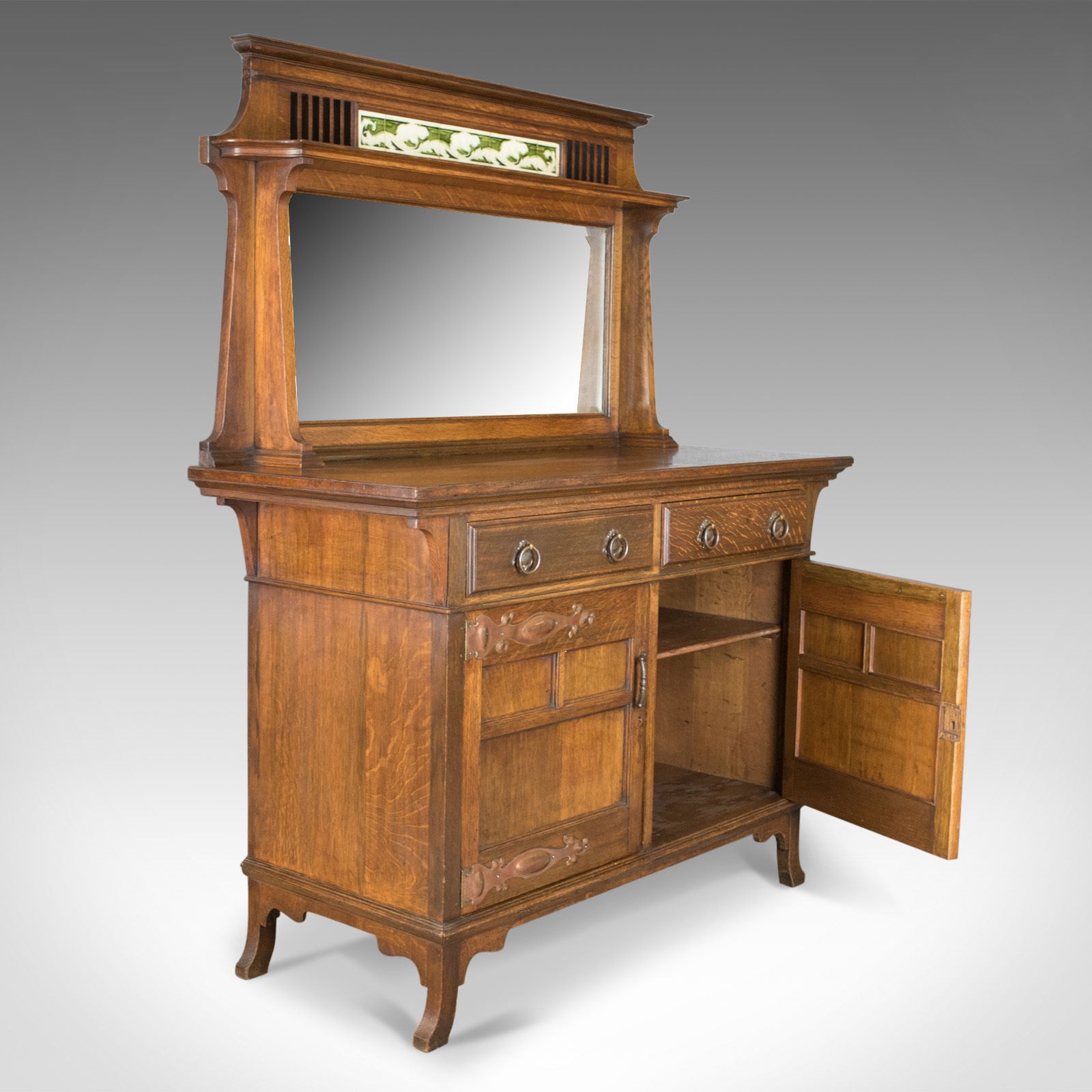 Antique Sideboard, English Oak, Arts & Crafts Cabinet, Liberty Taste, Circa 1900 photo vinterior