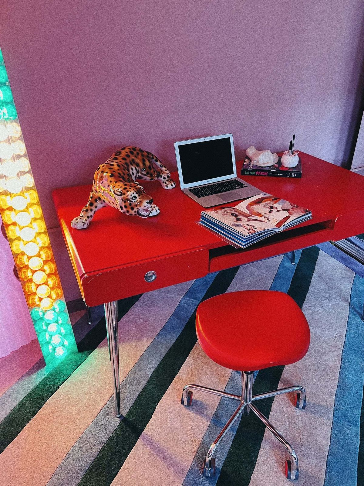 1949.0 Red Lacquered 1980s Desk By Raul Barbieri photo