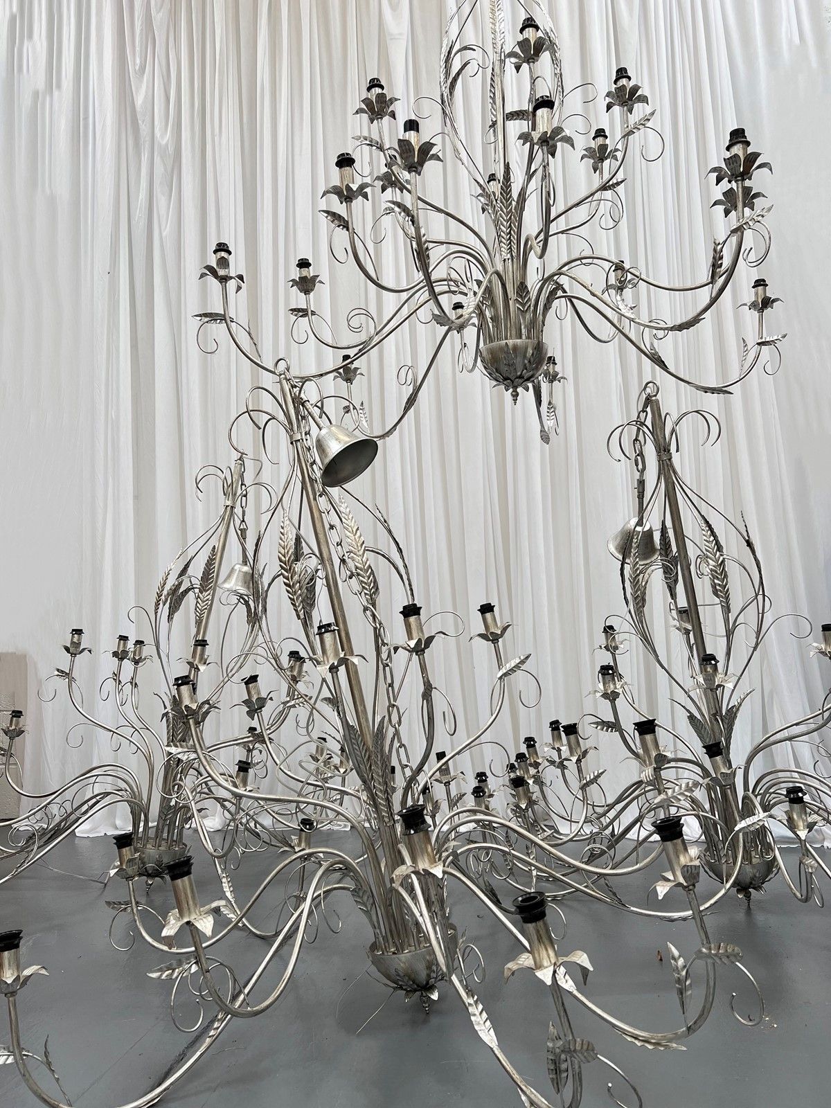 Set Of 4 Italian Silver Gilt Chandeliers photo furniture