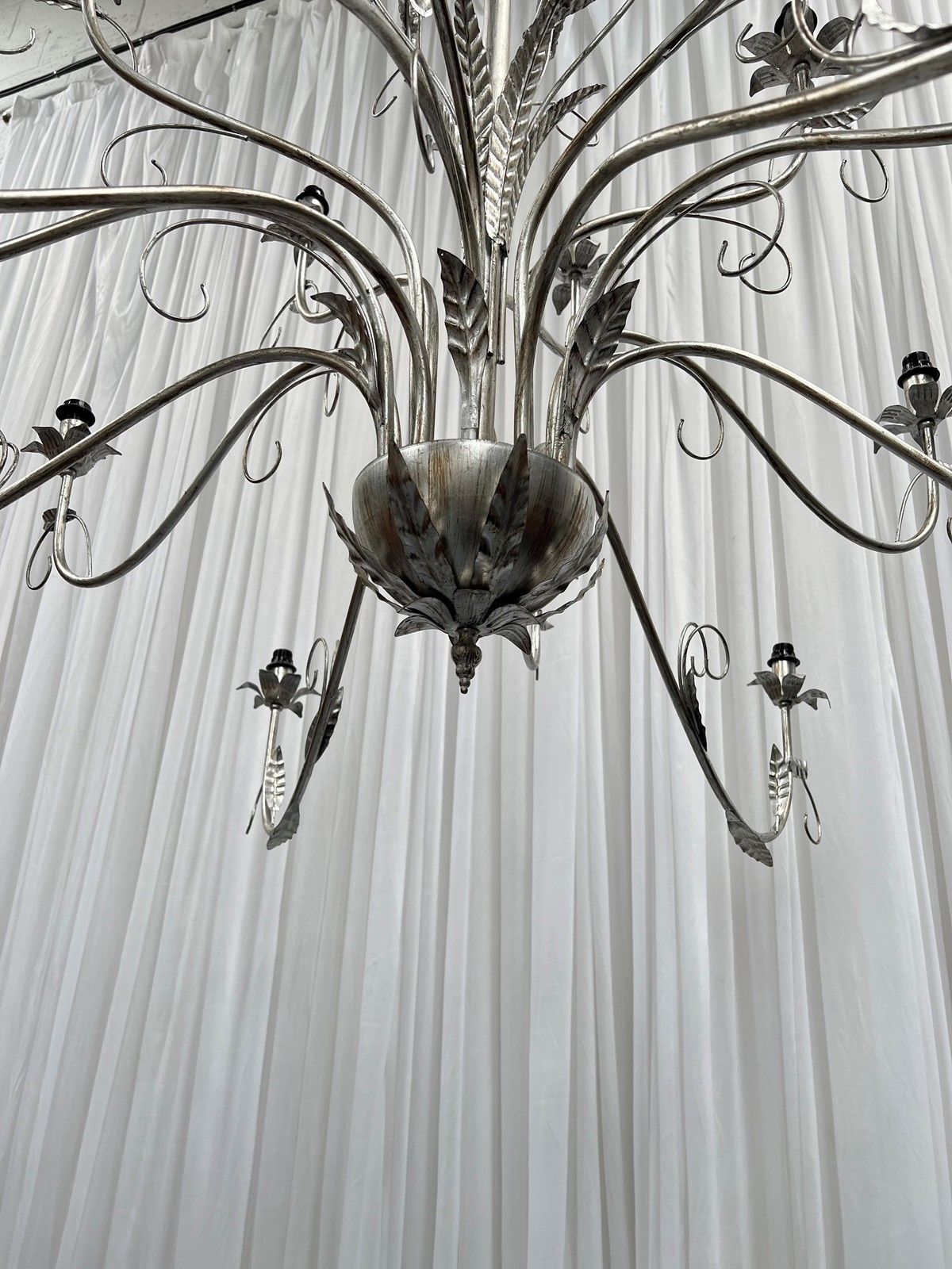 Set Of 4 Italian Silver Gilt Chandeliers photo for sale