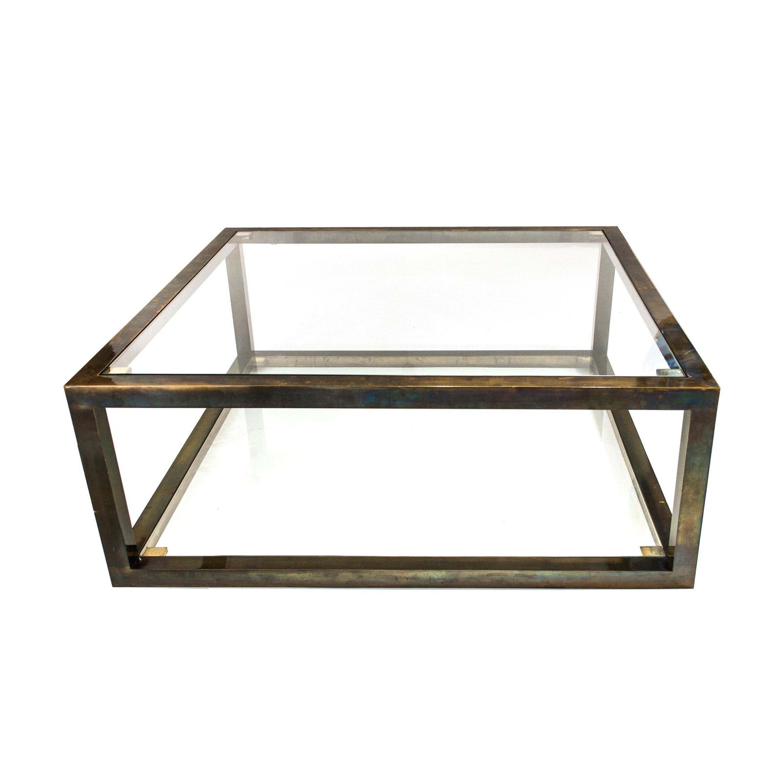 Mid Century Modern Brass Square Center Table France 1960 photo for sale
