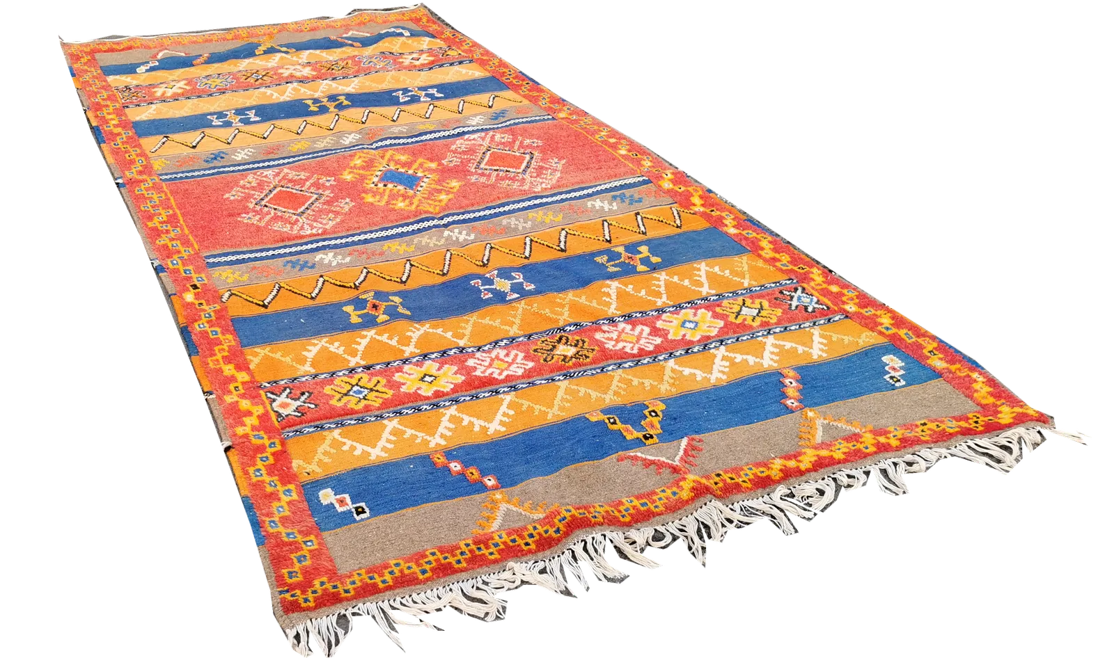 Large Handmade Moroccan Orange Berber Rug Wool