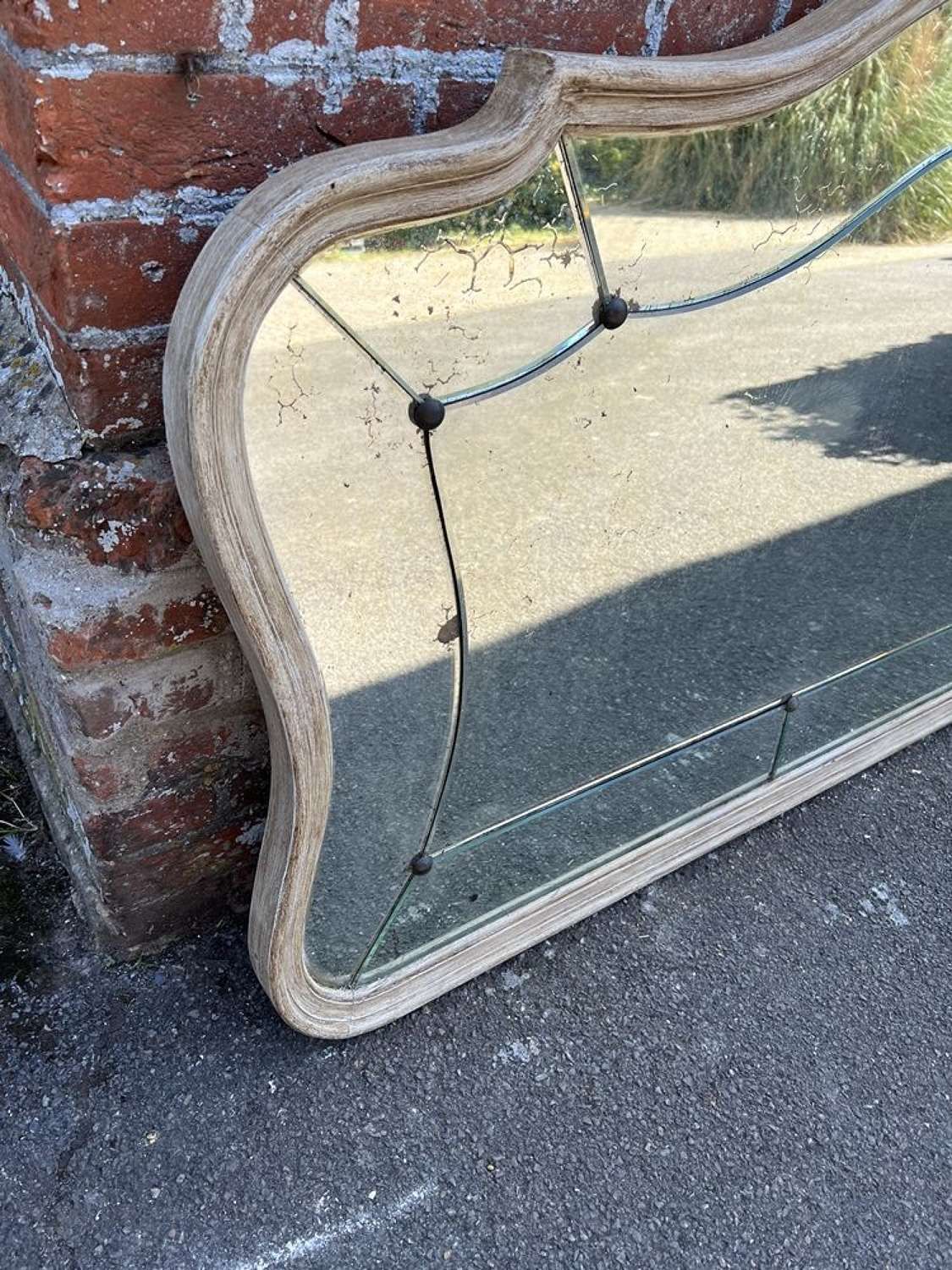 A Stunning Large Antique French 19th Century Carved Wood Shaped Mirror photo Home Decor
