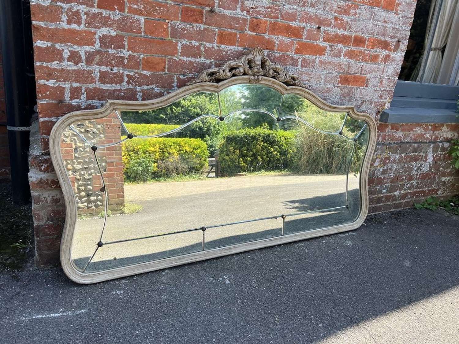 A Stunning Large Antique French 19th Century Carved Wood Shaped Mirror photo buy