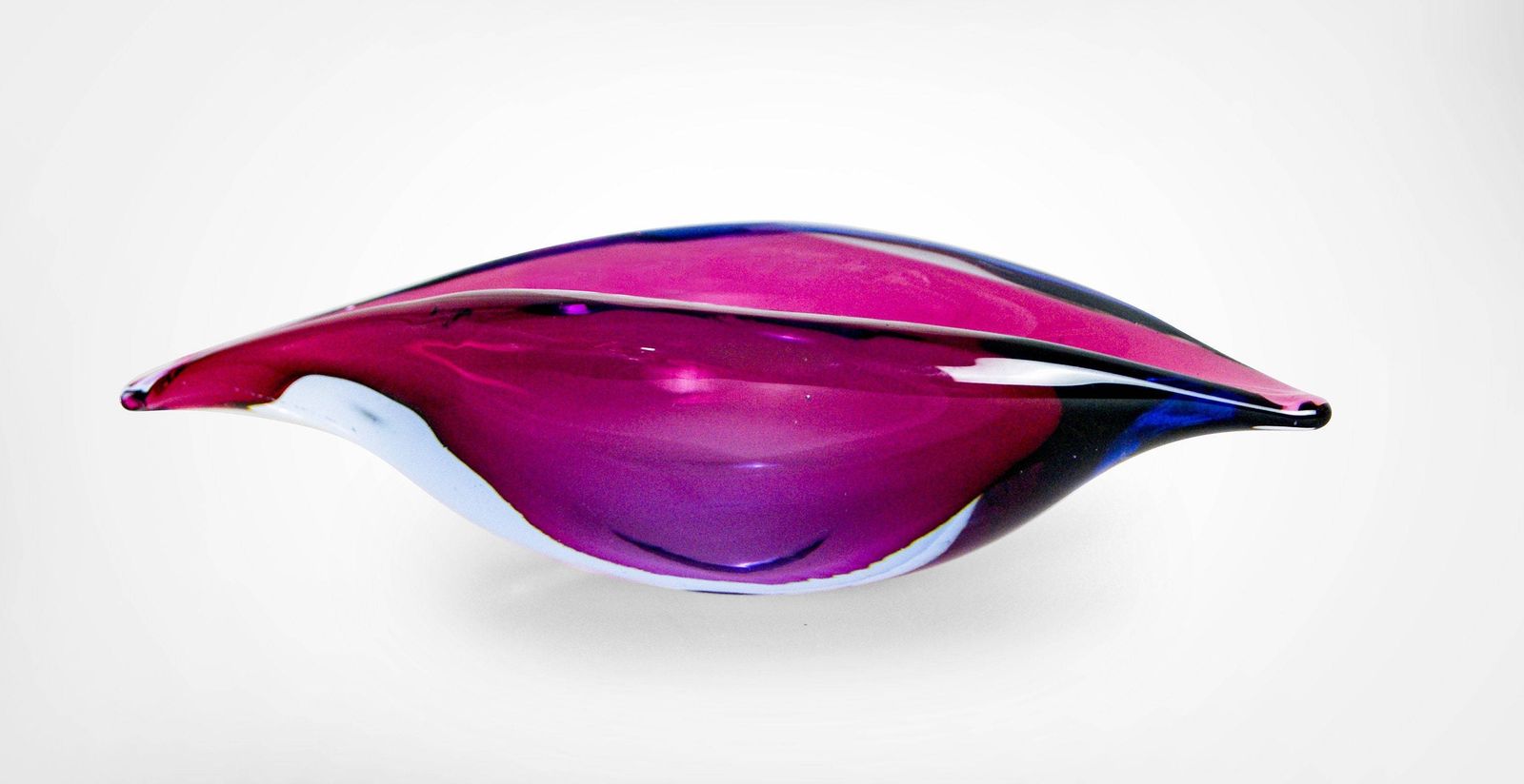 Mid Century Murano Sommerso Glass Fish Sculptural Bowl Flavio Poli Attr. photo for sale