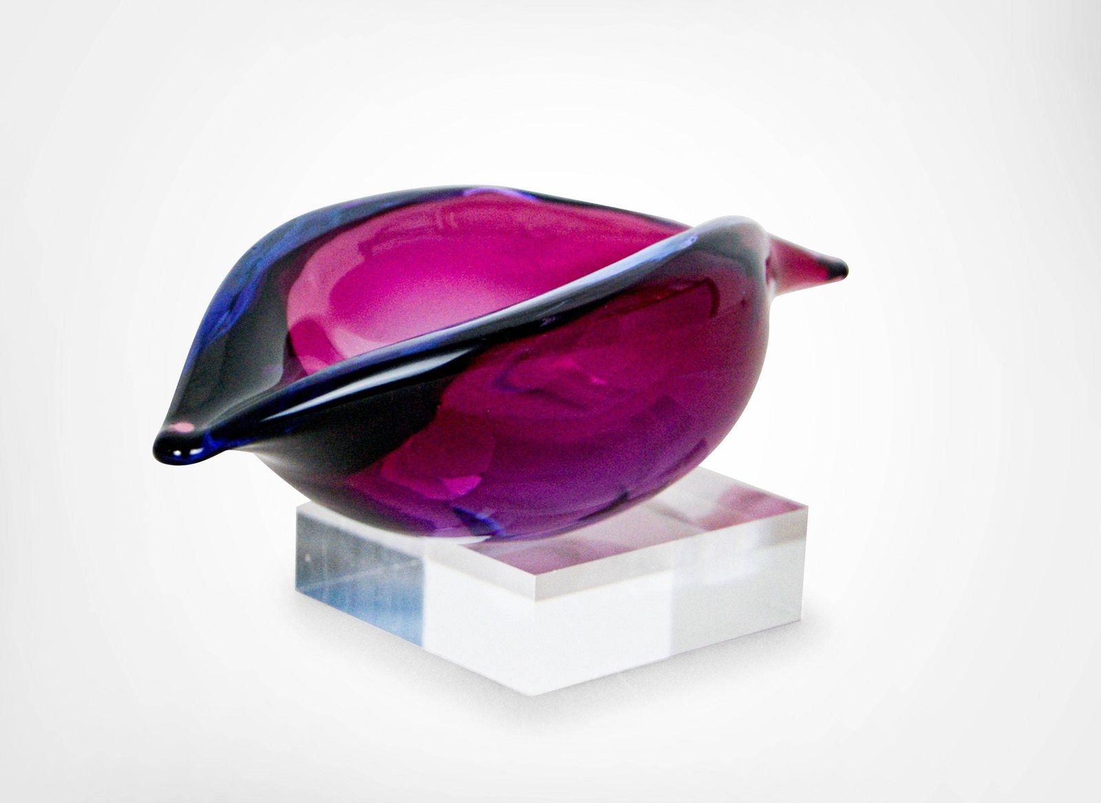 Mid Century Murano Sommerso Glass Fish Sculptural Bowl Flavio Poli Attr. photo Home Decor