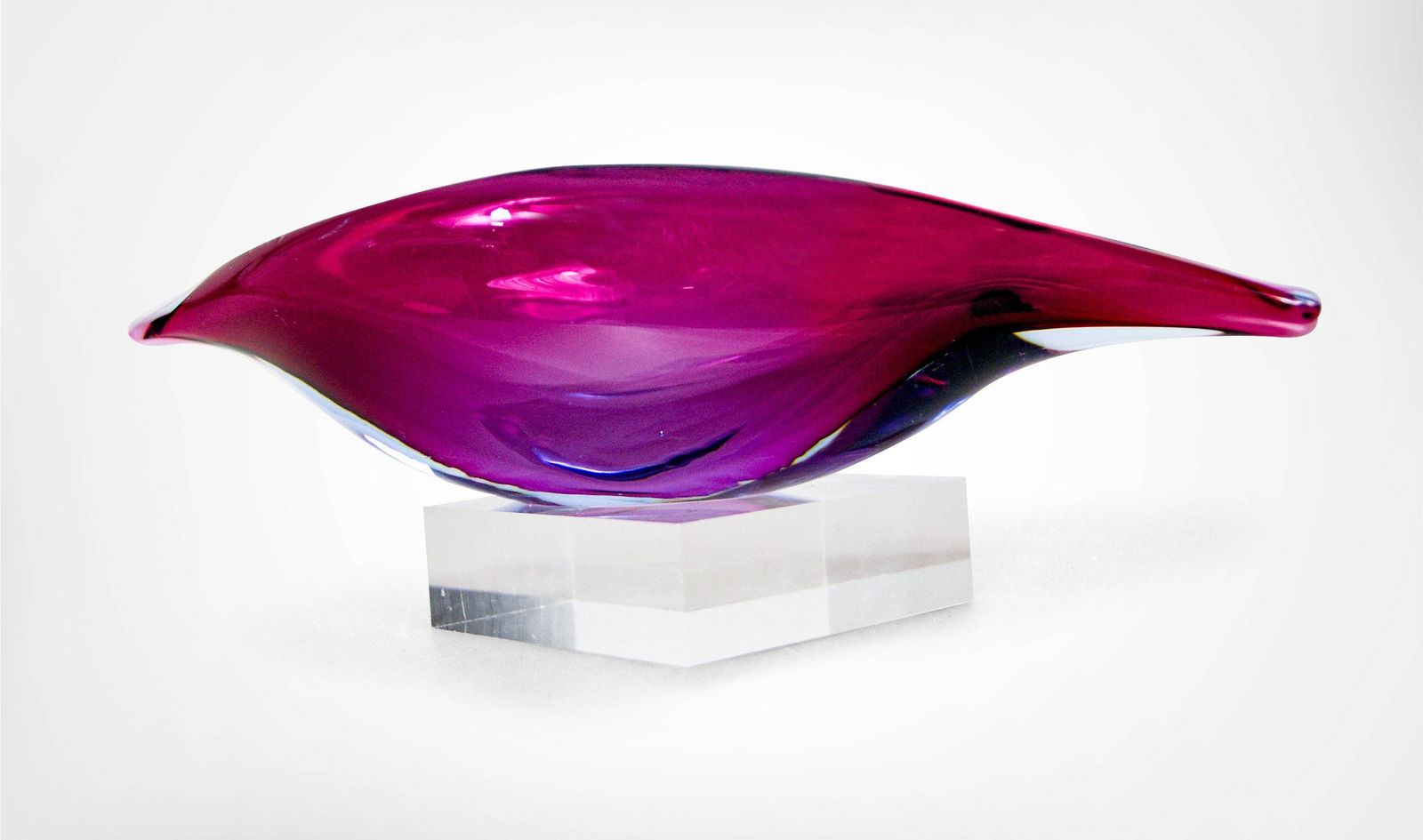 Mid Century Murano Sommerso Glass Fish Sculptural Bowl Flavio Poli Attr. photo vinterior