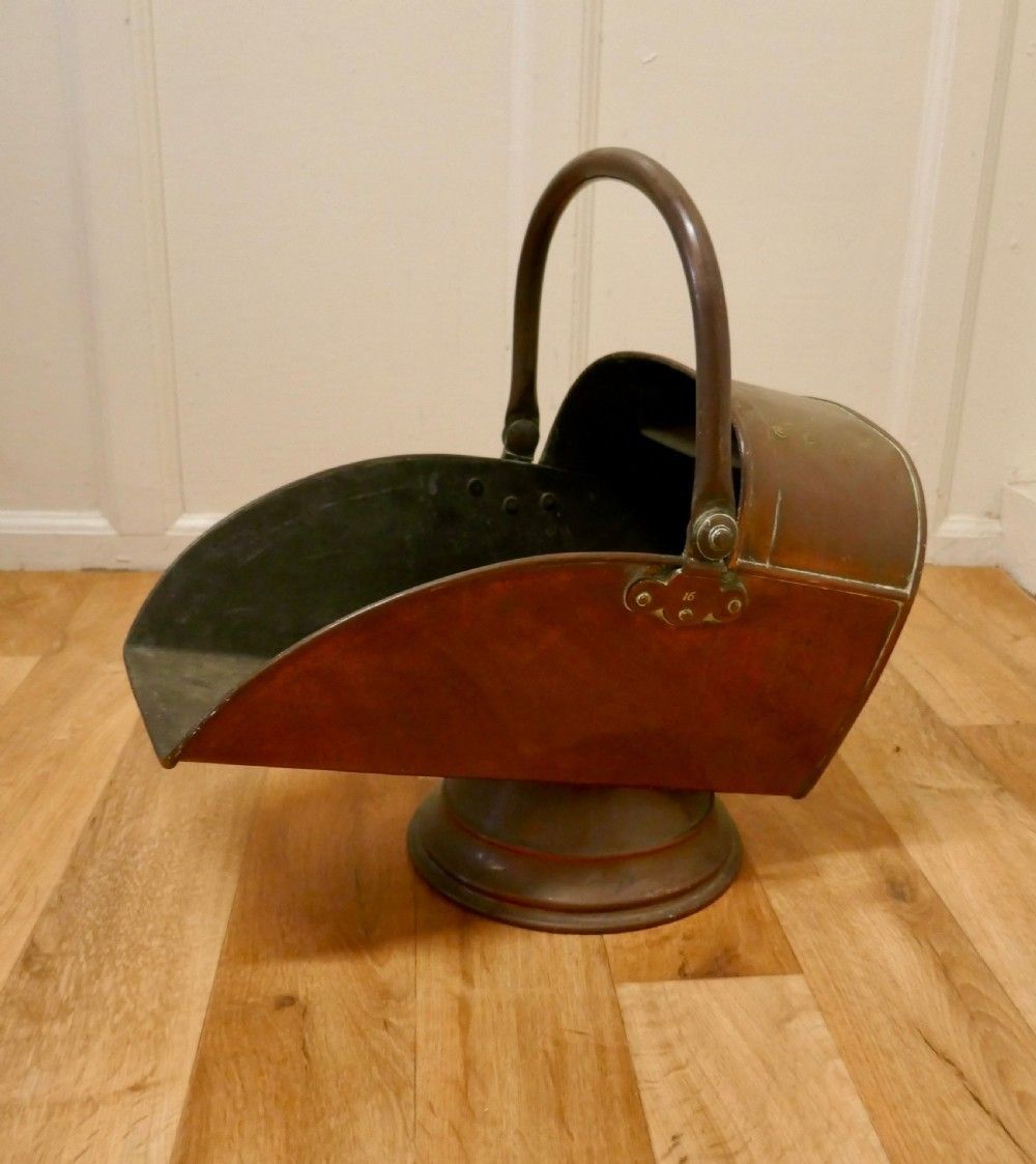 Large Arts And Crafts Copper Helmet Coal Scuttle photo for sale