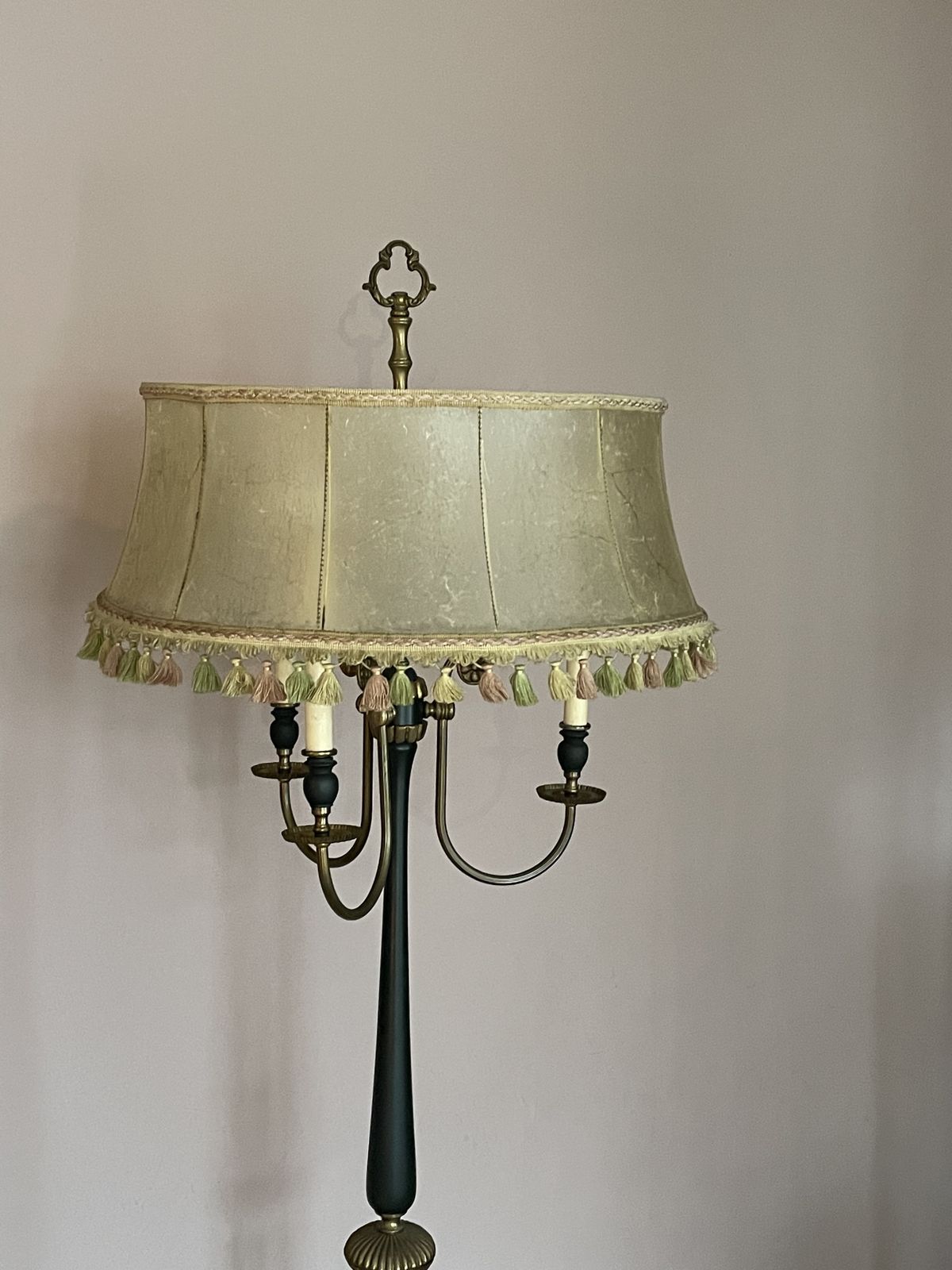 1054.0 Mid Century Floor Lamp From The 1950s In Black And Golden Colored Metal photo