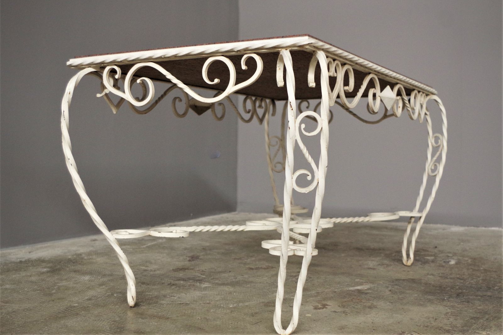 Handmade Coffee Table In Carrara Marble And Wrought Iron From The 40s/50s photo buy