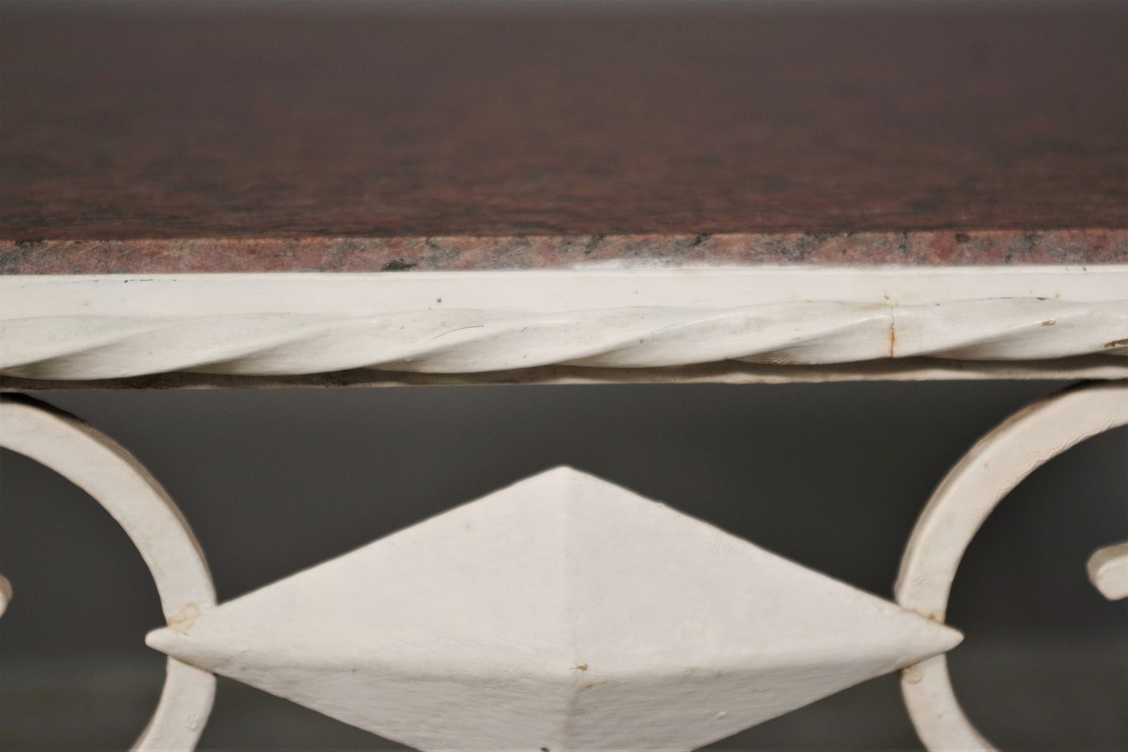 photo furniture Handmade Coffee Table In Carrara Marble And Wrought Iron From The 40s/50s