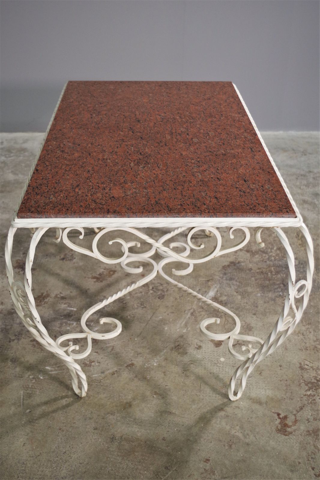 Furniture Handmade Coffee Table In Carrara Marble And Wrought Iron From The 40s/50s photo