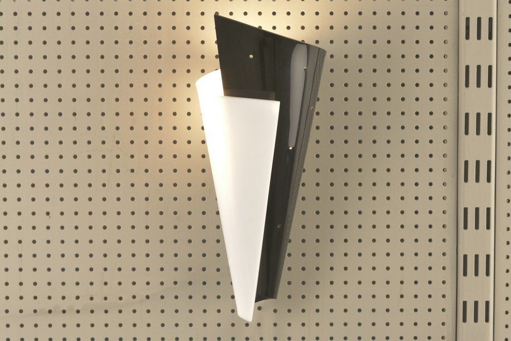 Black & White Wall Lamps In Acrylic Glass, Germany, 1950s, Set Of 2 photo 692.0