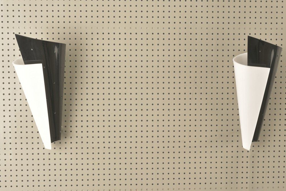photo furniture Black & White Wall Lamps In Acrylic Glass, Germany, 1950s, Set Of 2