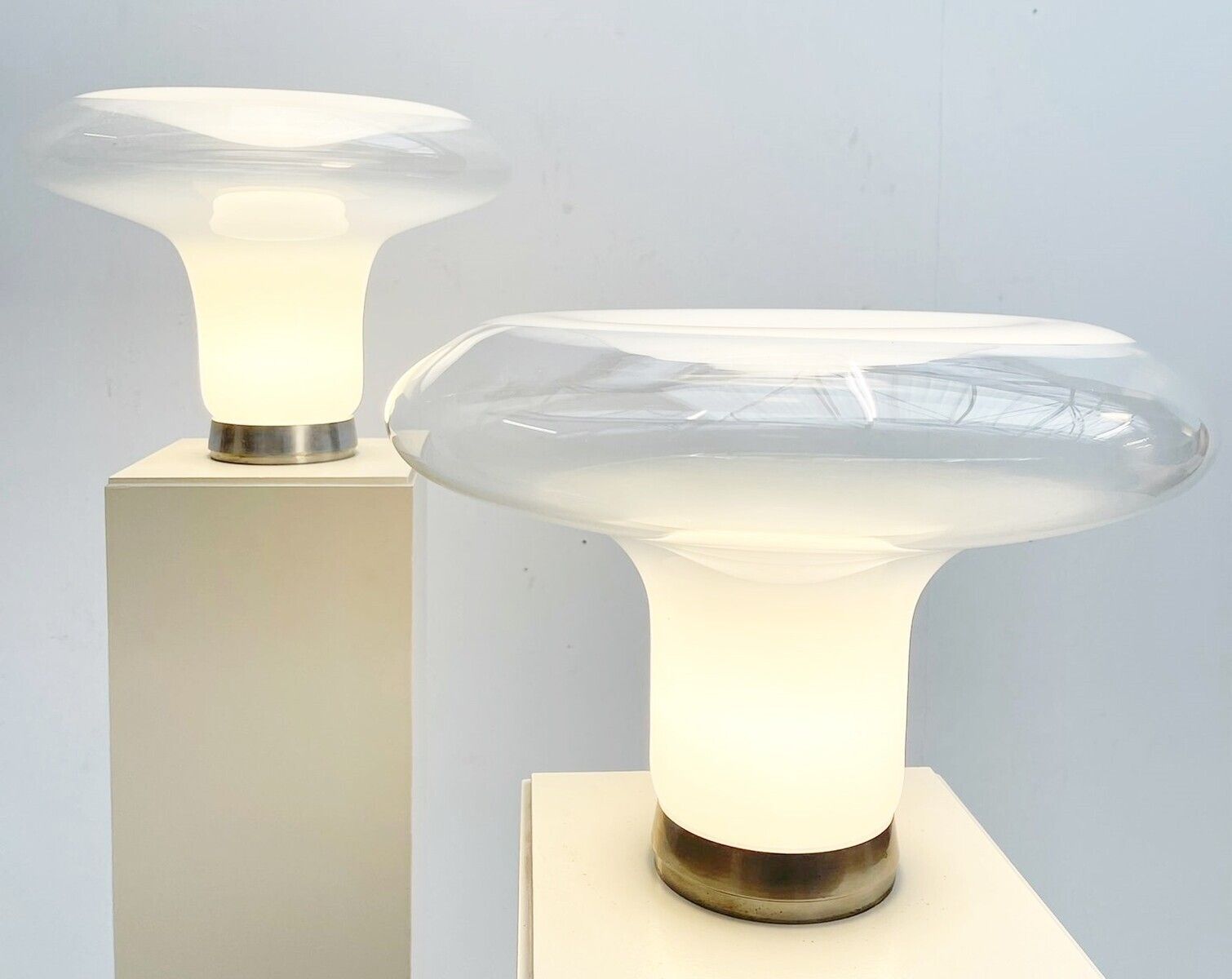 Pair Of Mid Century Murano Glass ''Lesbo'' Table Lamps By Angelo Mangiarotti photo 4595.0