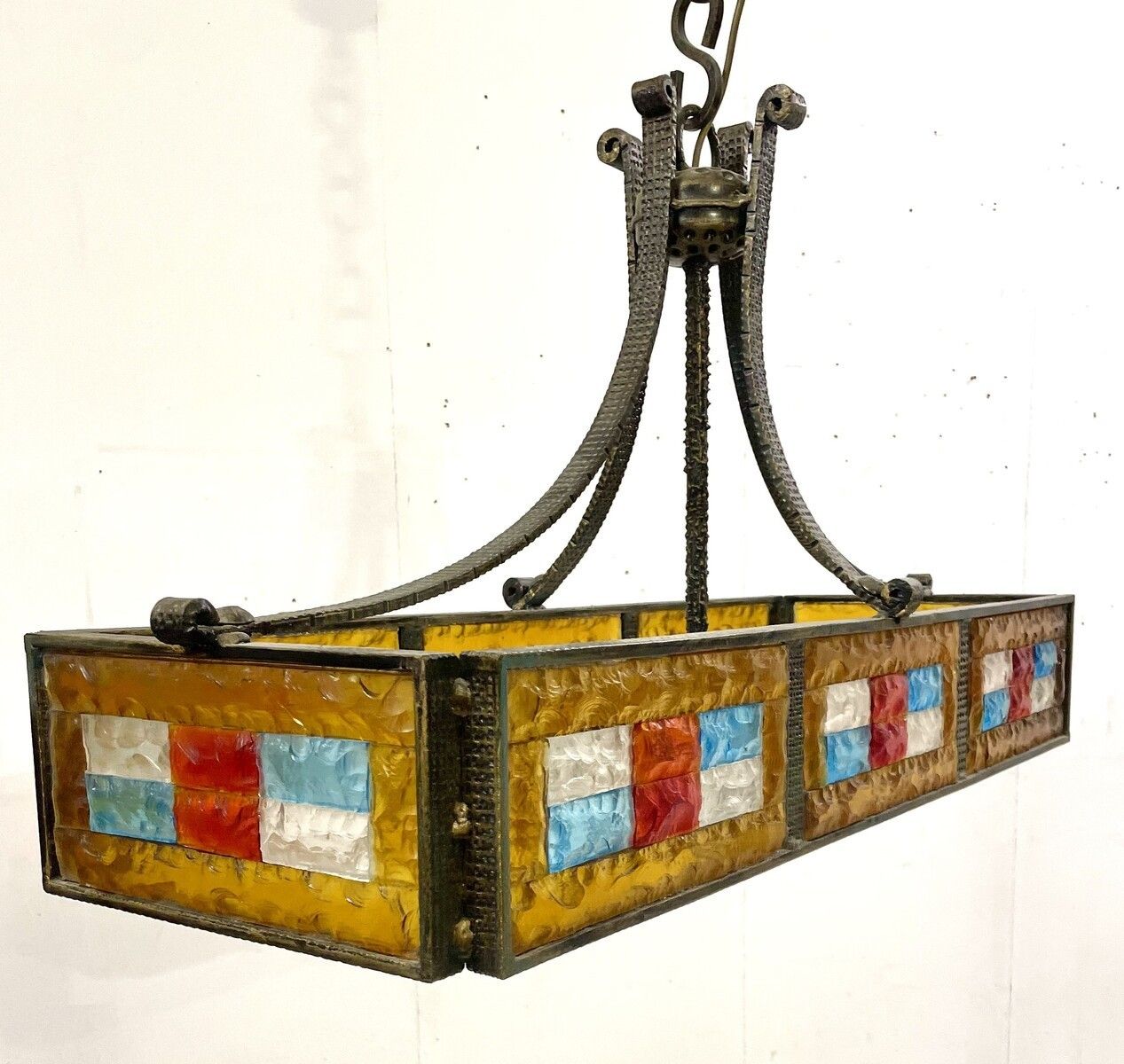 Mid Century Stained Glass Suspension Light By Poliarte photo furniture