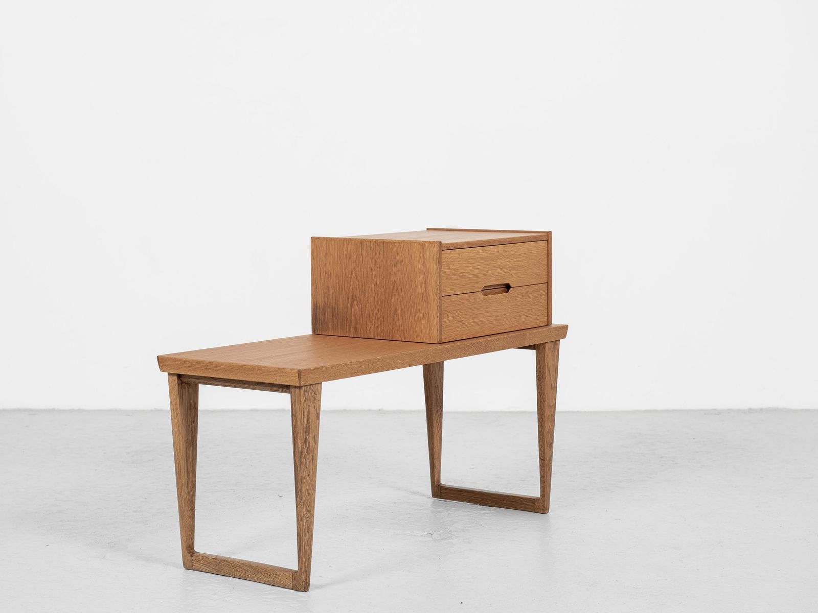 Midcentury Danish Bench And Container In Oak By Aksel Kjersgaard 1960s photo for sale
