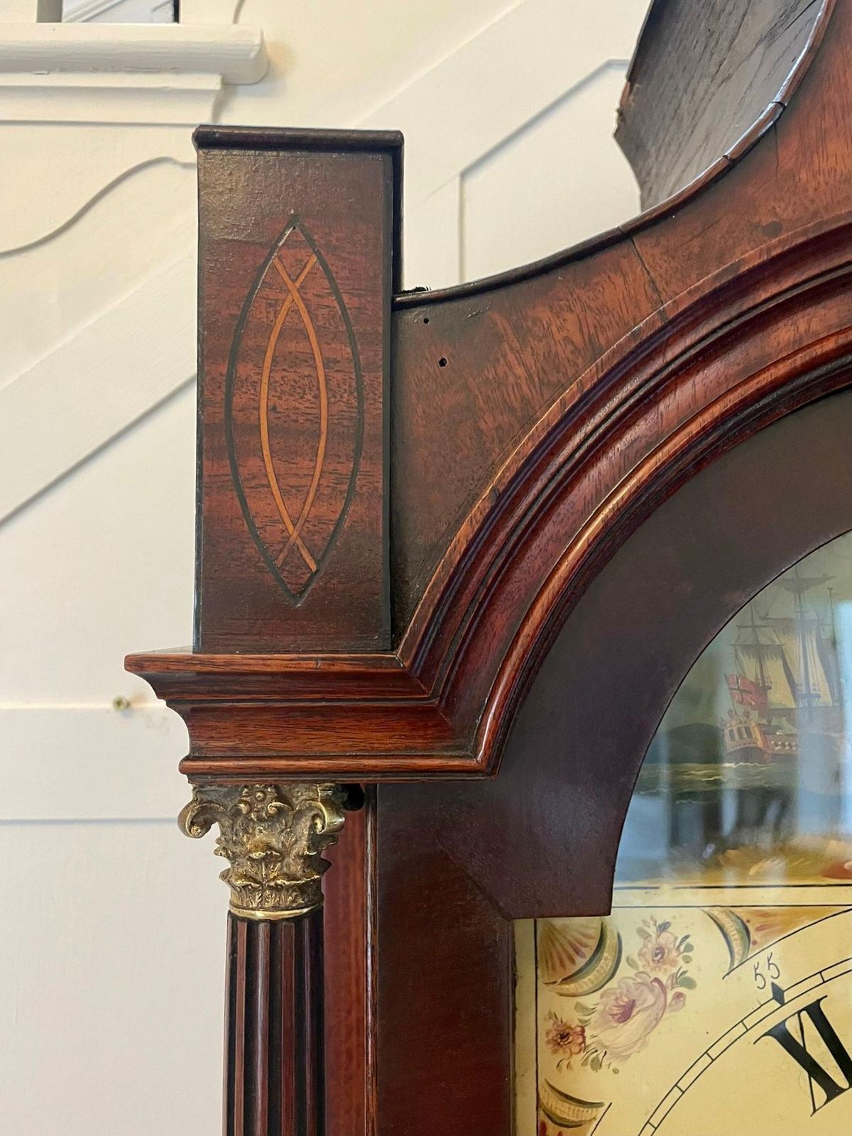 Antique George III Superior Quality Mahogany Inlaid Eight Day Longcase Clock photo for sale