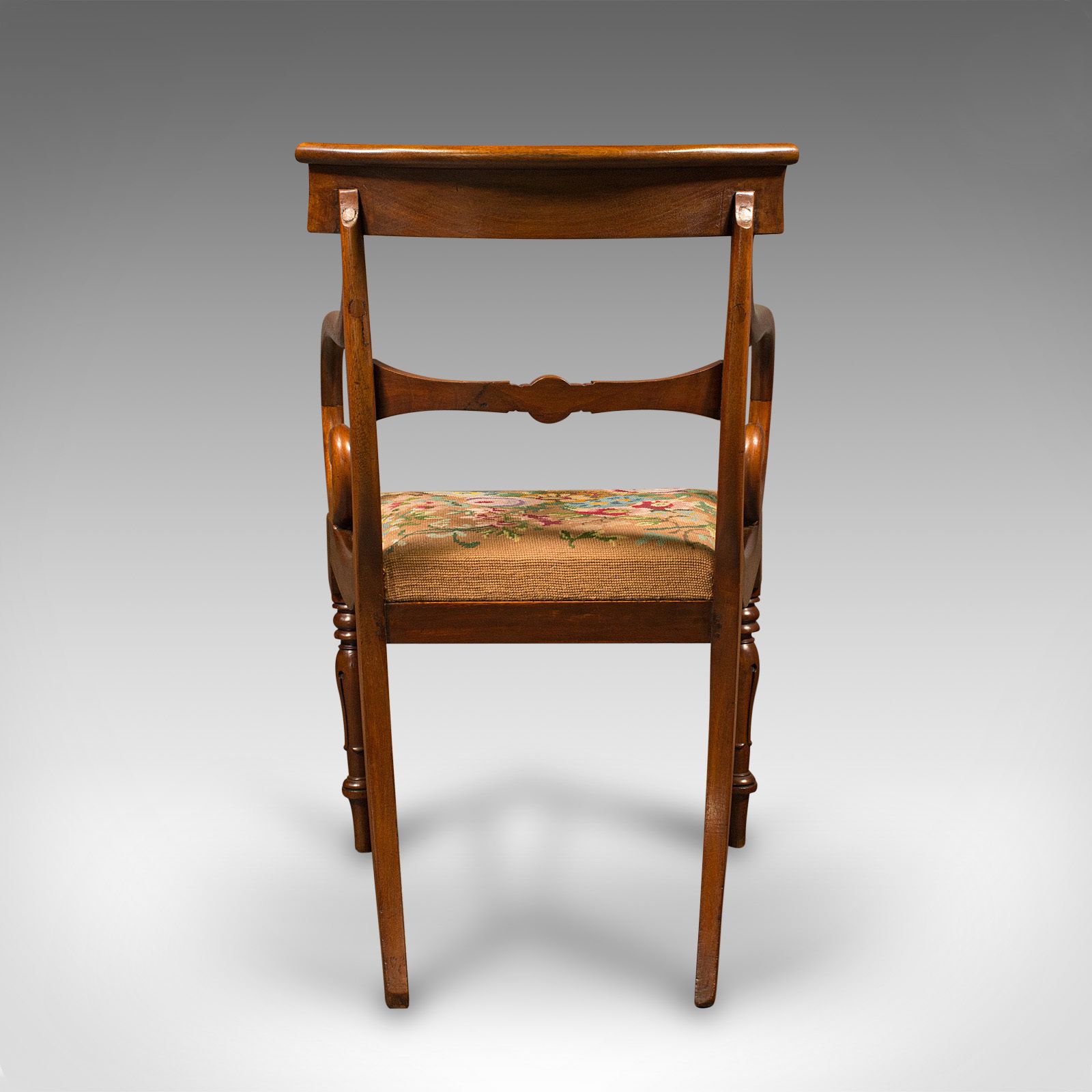 Antique Scroll Arm Chair, English, Armchair, Needlepoint, Regency, C.1830 photo for sale