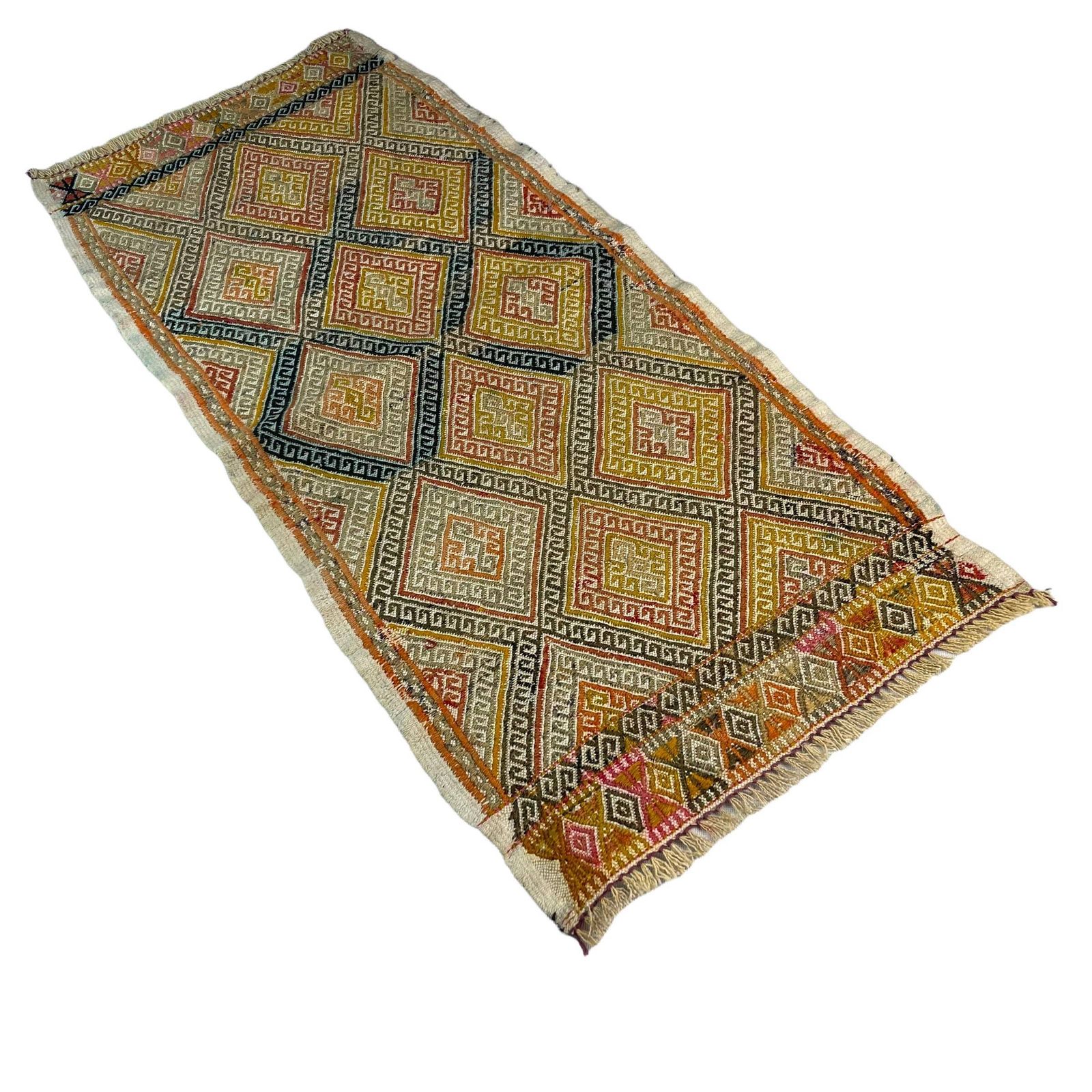Traditioneel Turks Mini Kilimkleed, Vintage Anatolisch Turks Kilimkleed, 99 X 45 Cm photo vintage