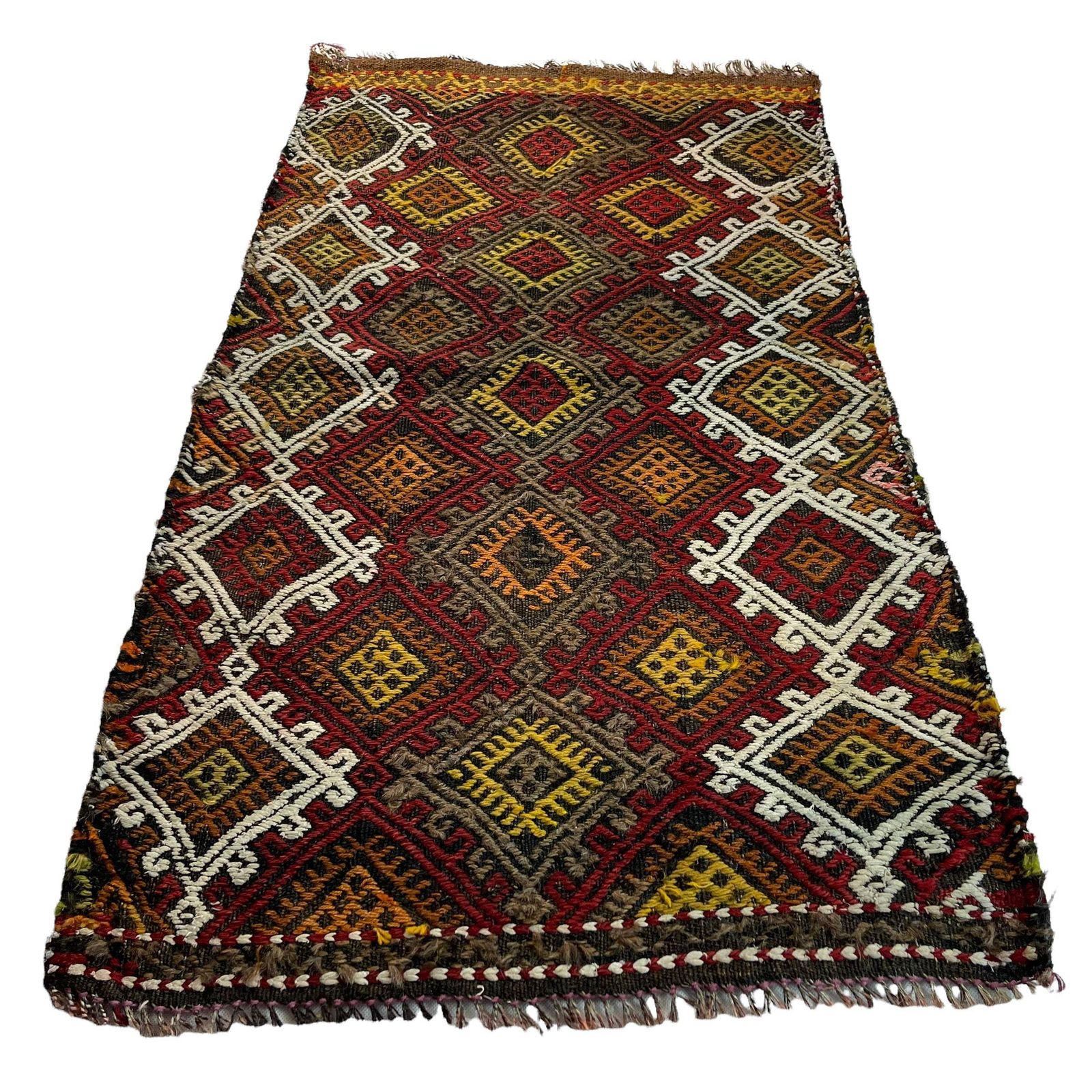 Traditioneel Turks Mini Kilimkleed, Vintage Anatolisch Turks Kilimkleed, 103 X 56 Cm
