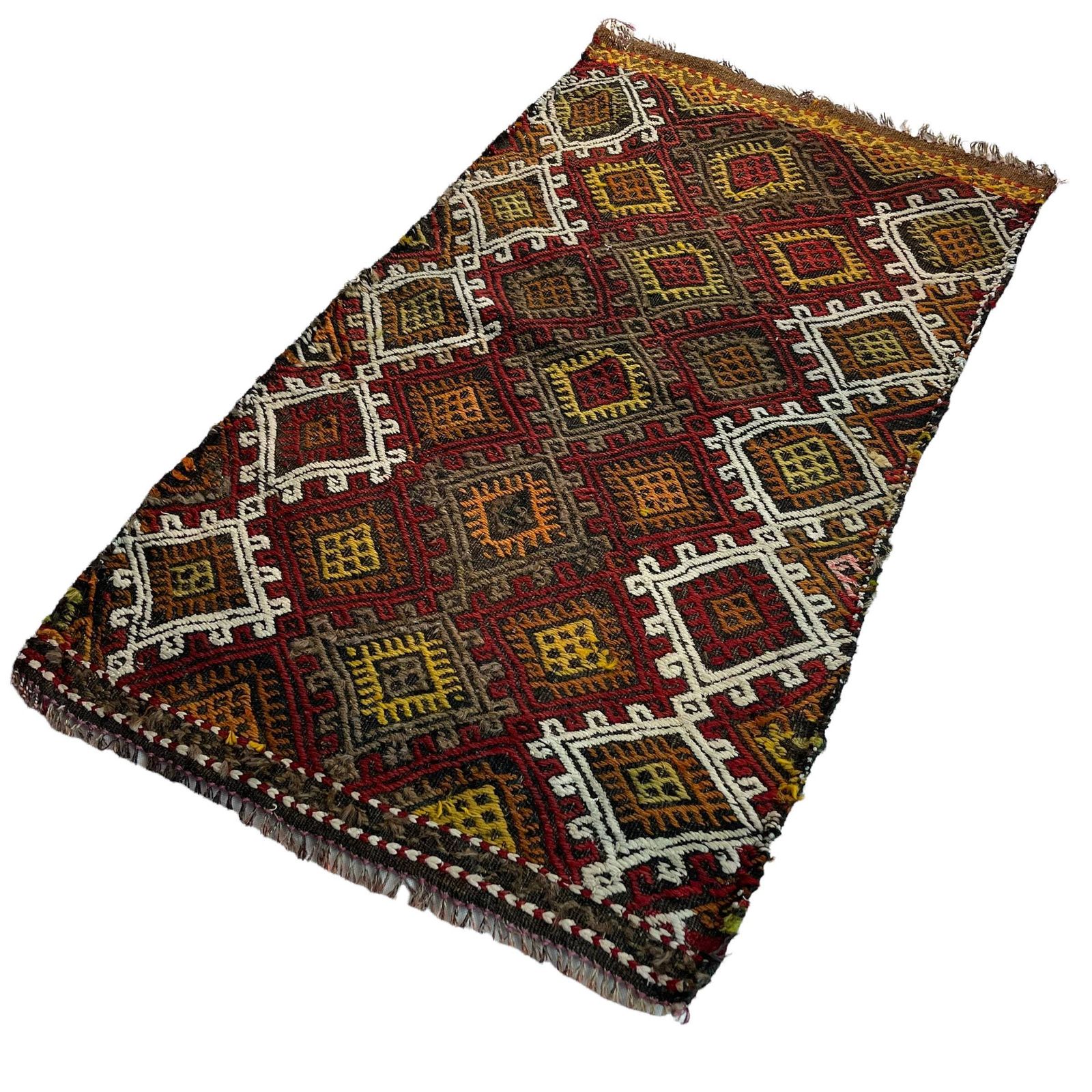 Traditioneel Turks Mini Kilimkleed, Vintage Anatolisch Turks Kilimkleed, 103 X 56 Cm photo Textiel