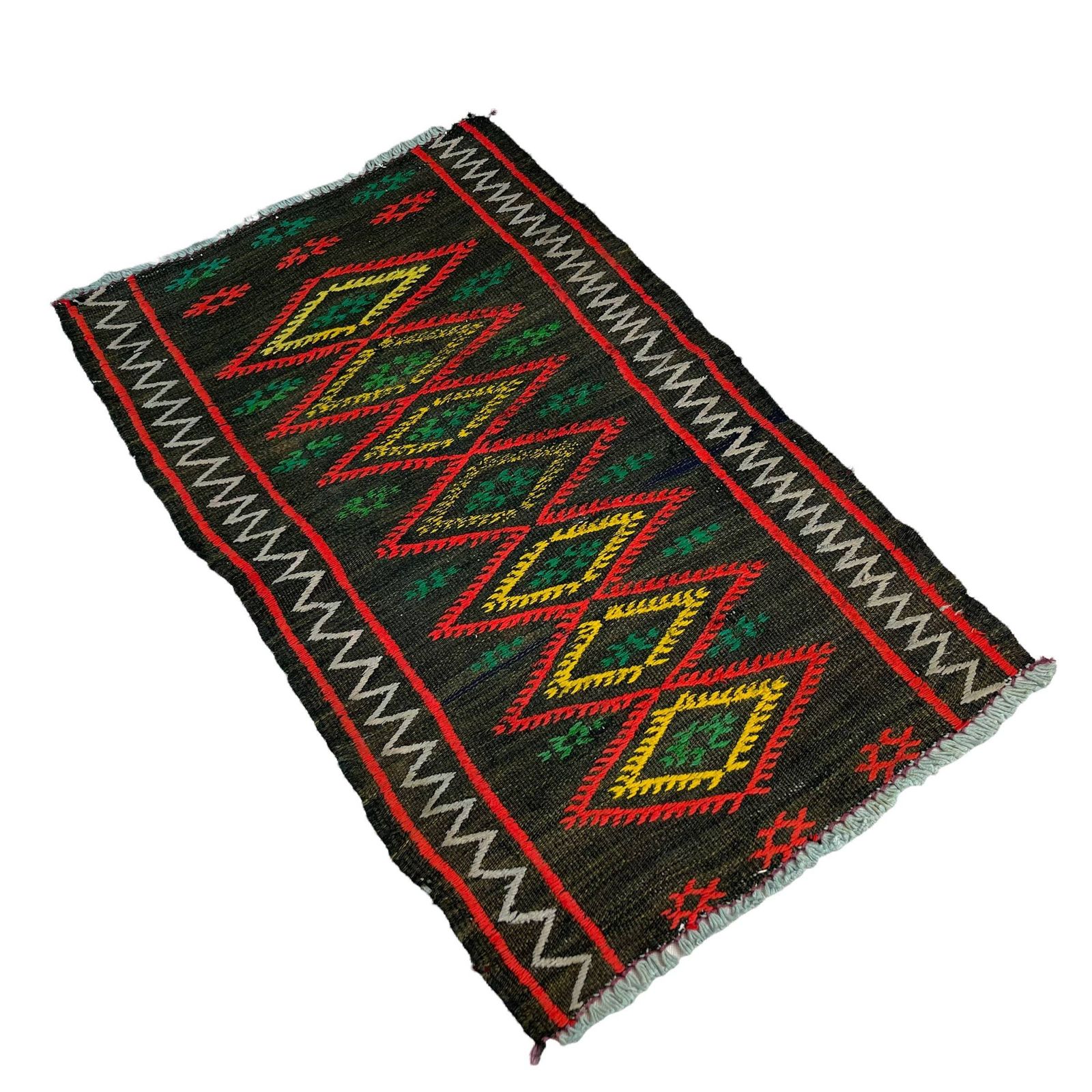 Traditional Turkish Mini Kilim Rug , Vintage Anatolian Turkish Kilim Rug , 80 X 48 Cm photo Textiles