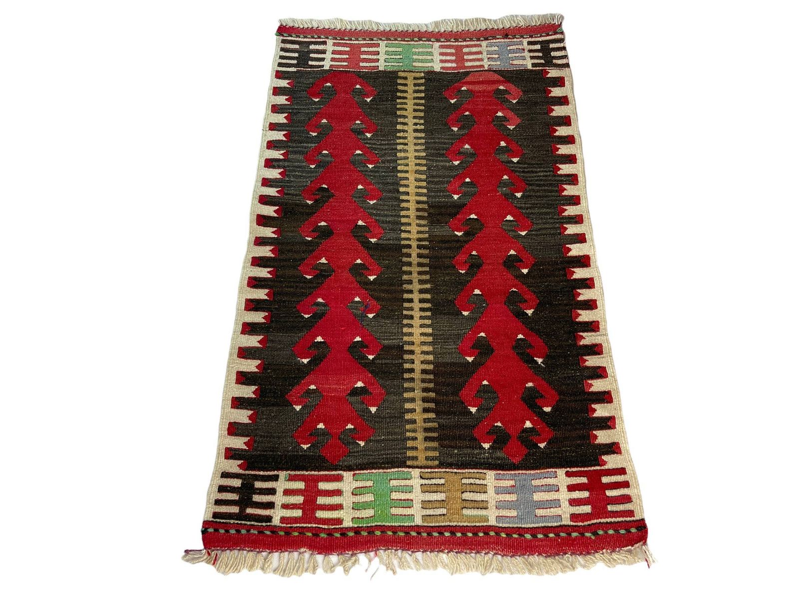 Traditional Turkish Mini Kilim Rug , Vintage Anatolian Turkish Kilim Rug , 88 X 54 Cm photo for sale