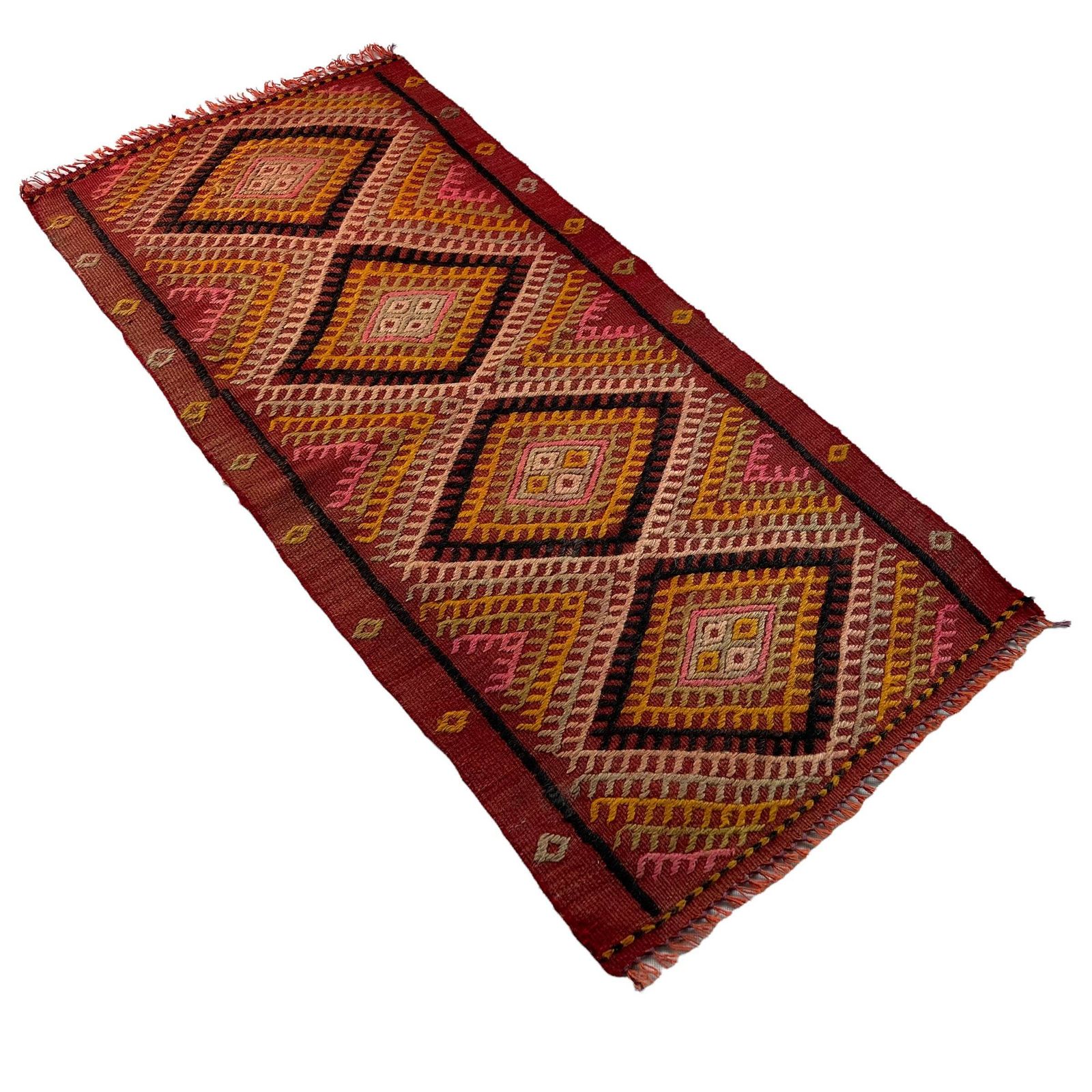 Traditional Turkish Mini Kilim Rug , Vintage Anatolian Turkish Kilim Rug , 95 X 46 Cm photo furniture