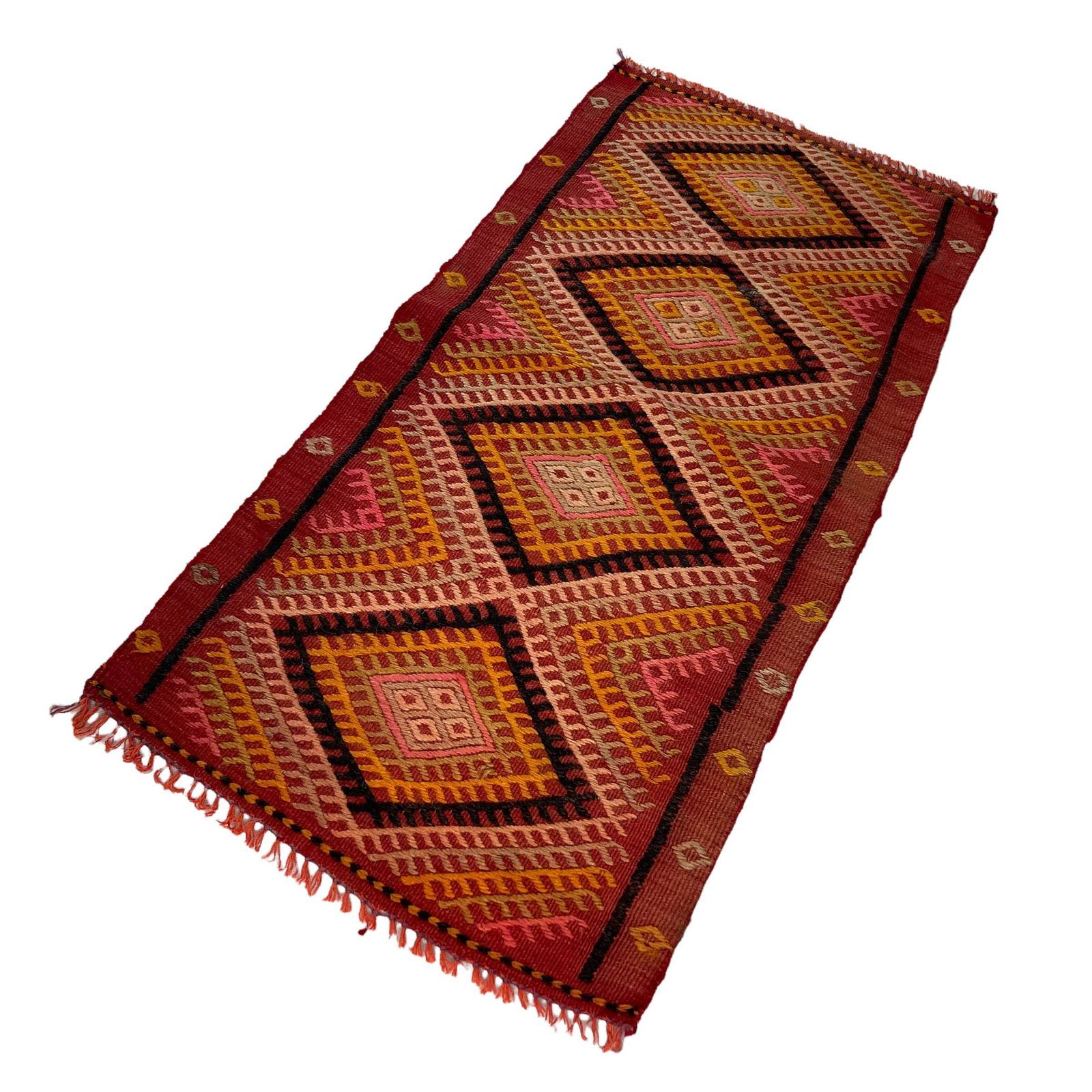 Traditioneel Turks Mini Kilimkleed, Vintage Anatolisch Turks Kilimkleed, 95 X 46 Cm photo vinterior