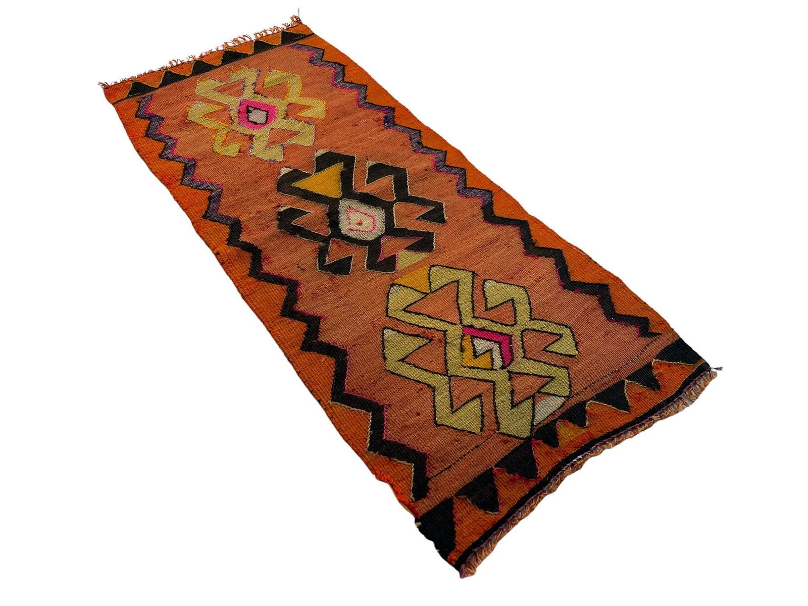 photo for sale Traditional Turkish Mini Kilim Rug , Vintage Anatolian Turkish Kilim Rug , 102 X 43 Cm