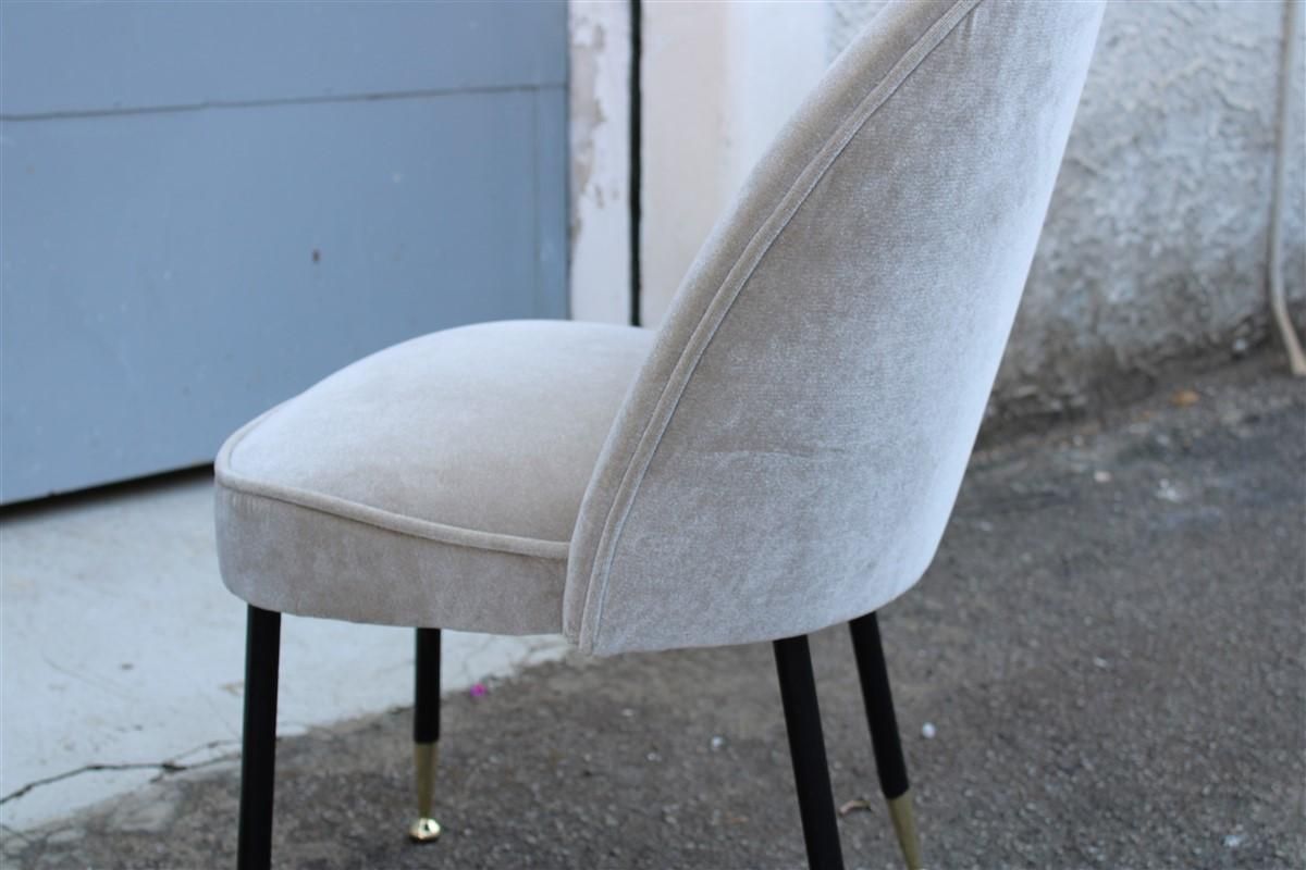 photo for sale Pair Mid Century Italian Chairs Light Gray Velvet Metal Brass Rinaldi Gastone