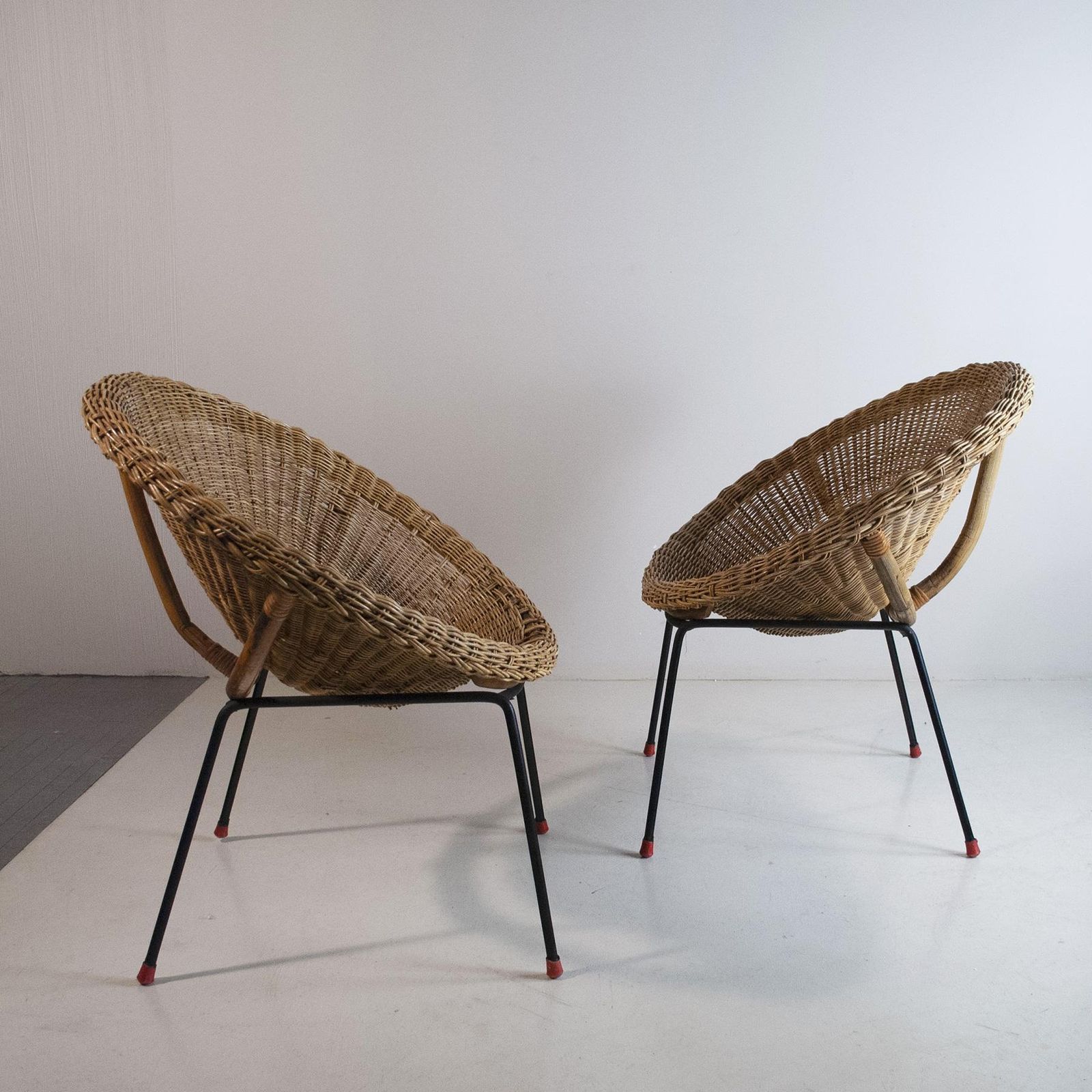 Italian Midcentury 1960s Eggs Cane Chairs photo for sale