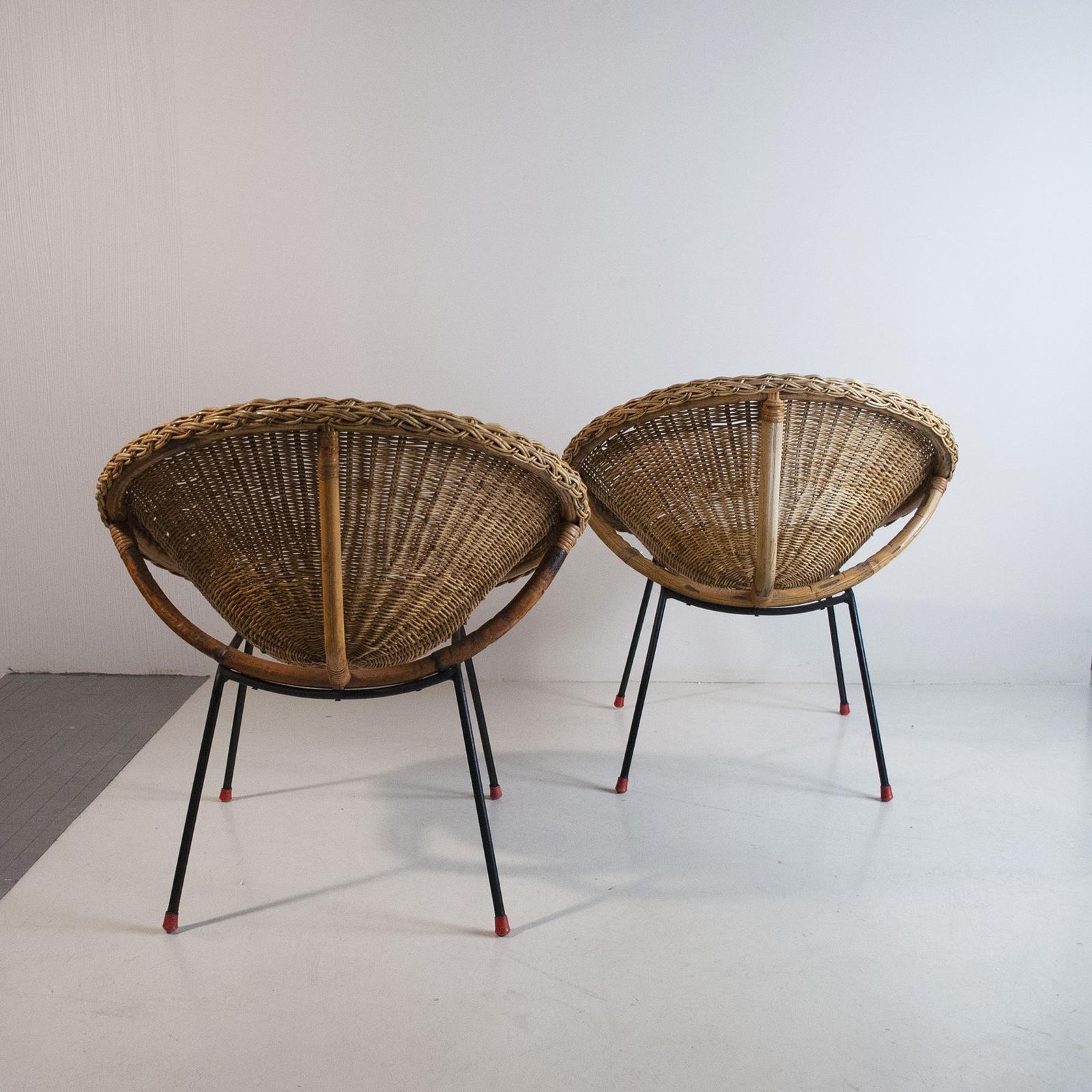 Italian Midcentury 1960s Eggs Cane Chairs photo Furniture