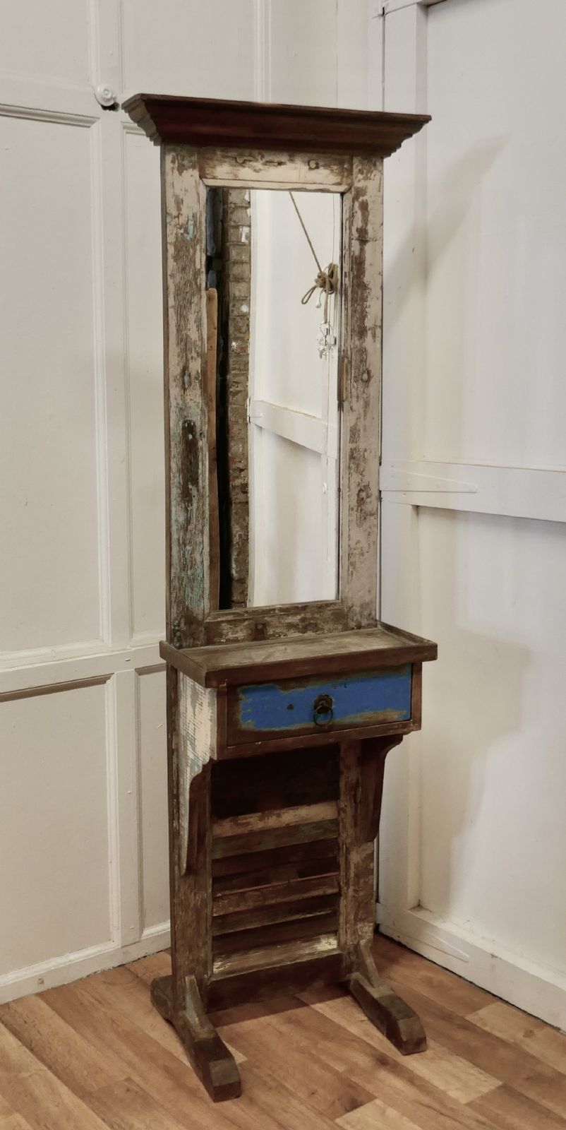 Painted French Bathroom Or Cloakroom Mirror Stand photo vinterior