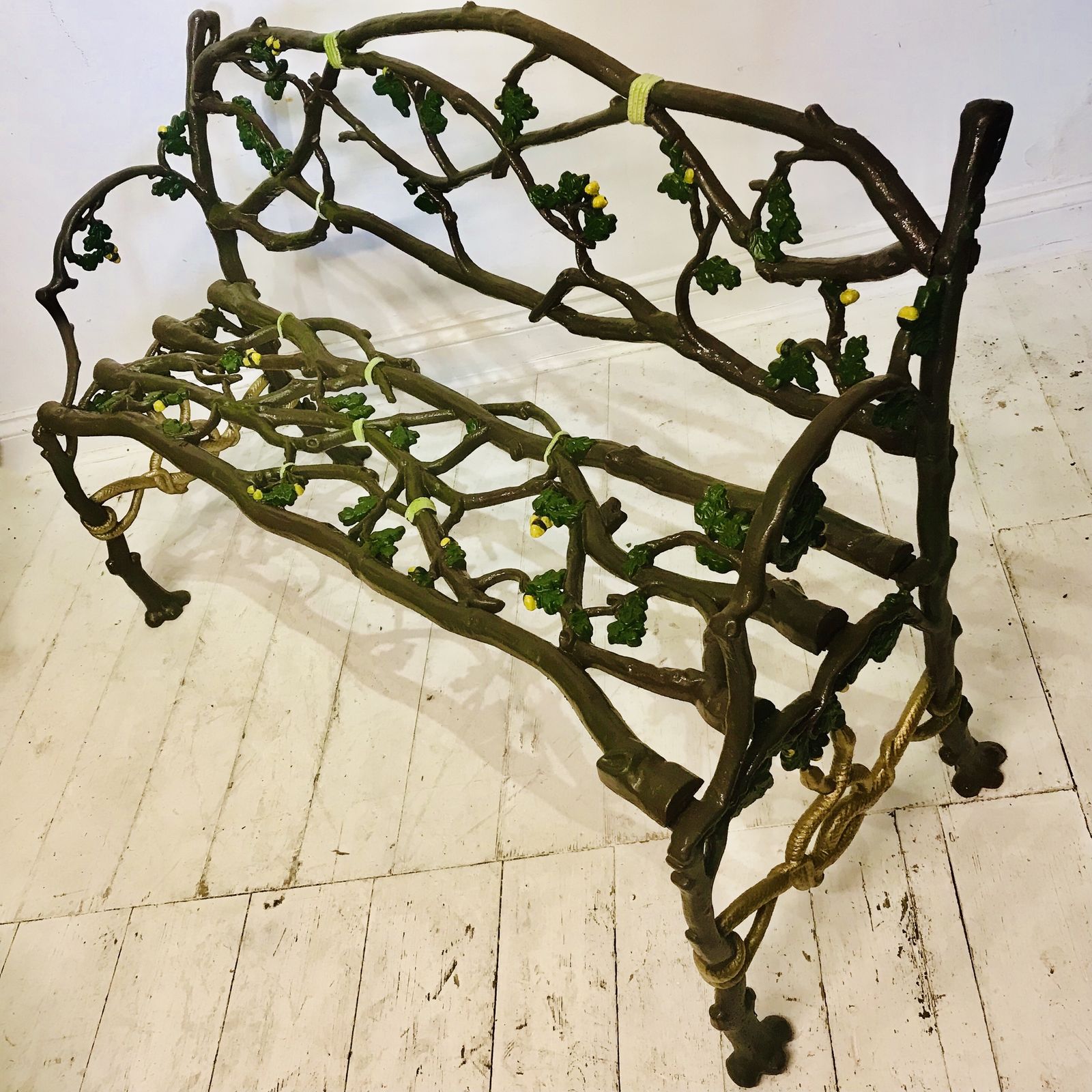 Victorian Cast Iron Serpent And Twig Pattern Garden Seat Or Bench, Circa 1860