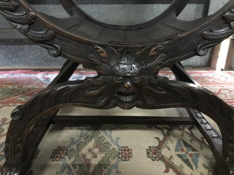 Renaissance Revival Curule/ Savonarola Chair Circa 1880 photo for sale