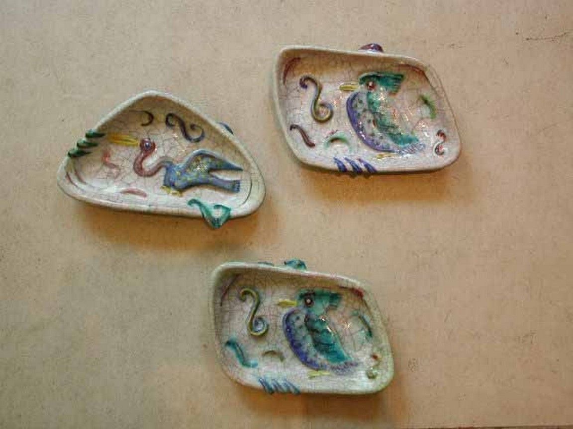 Mid Century Modern Crackle Glaze Dish By Marcello Fantoni photo for sale