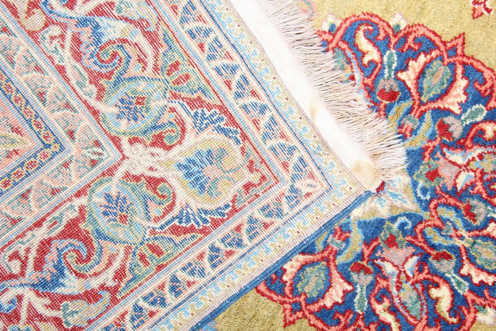 Carpet Handmade Antique Rug Oriental Mustard Yellow Wool Rug photo vinterior