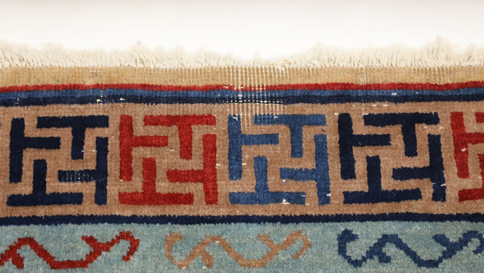 photo buy Antique Handmade Chinese Khotan Rug/Carpet Geometric Deco Design Knotted