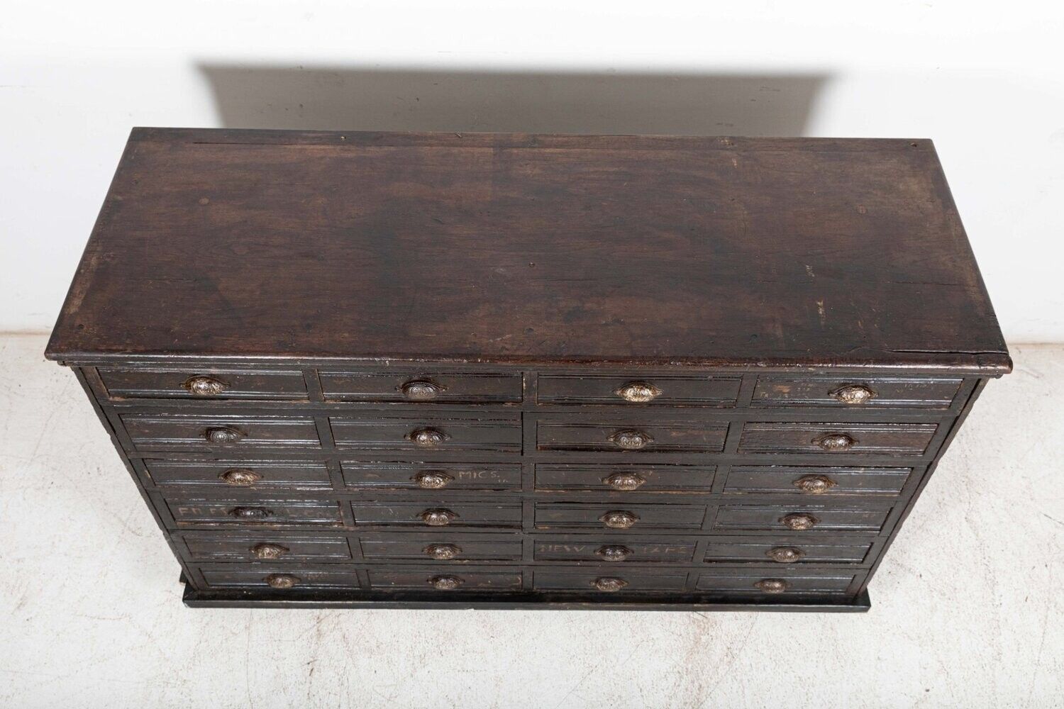 Large 19thc English Engineers Ebonised Bank Of Drawers photo buy