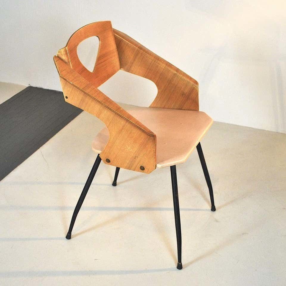 Carlo Ratti Italian Midcentury Chair In Curved Wood photo 744.0