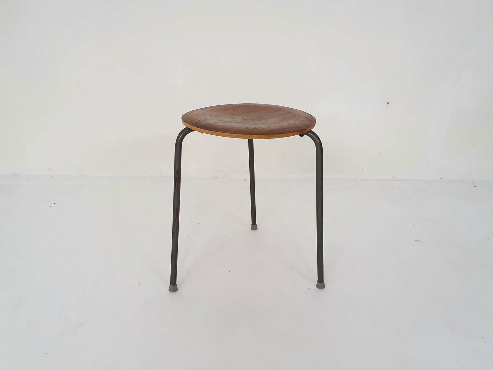 photo furniture Teak And Metal Arne Jacobsen Inspired Tripod Stool, Denmark 1960's