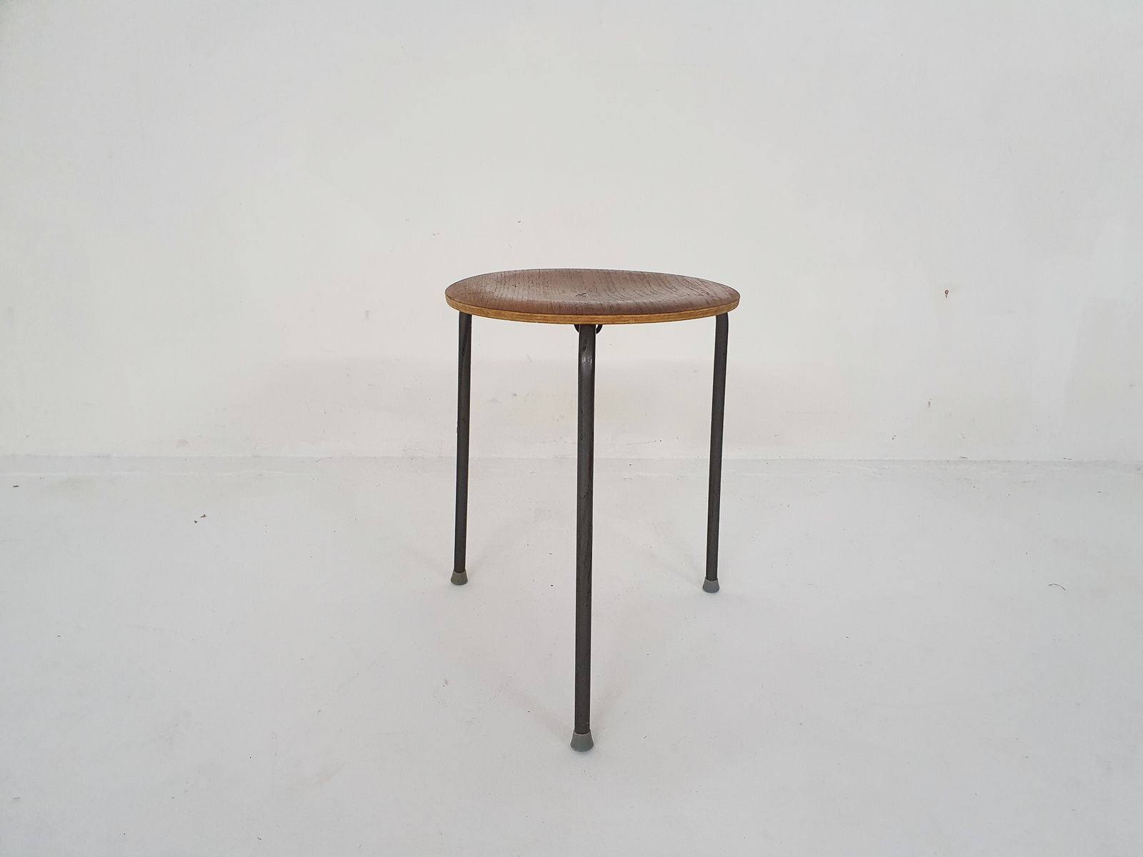 photo for sale Teak And Metal Arne Jacobsen Inspired Tripod Stool, Denmark 1960's