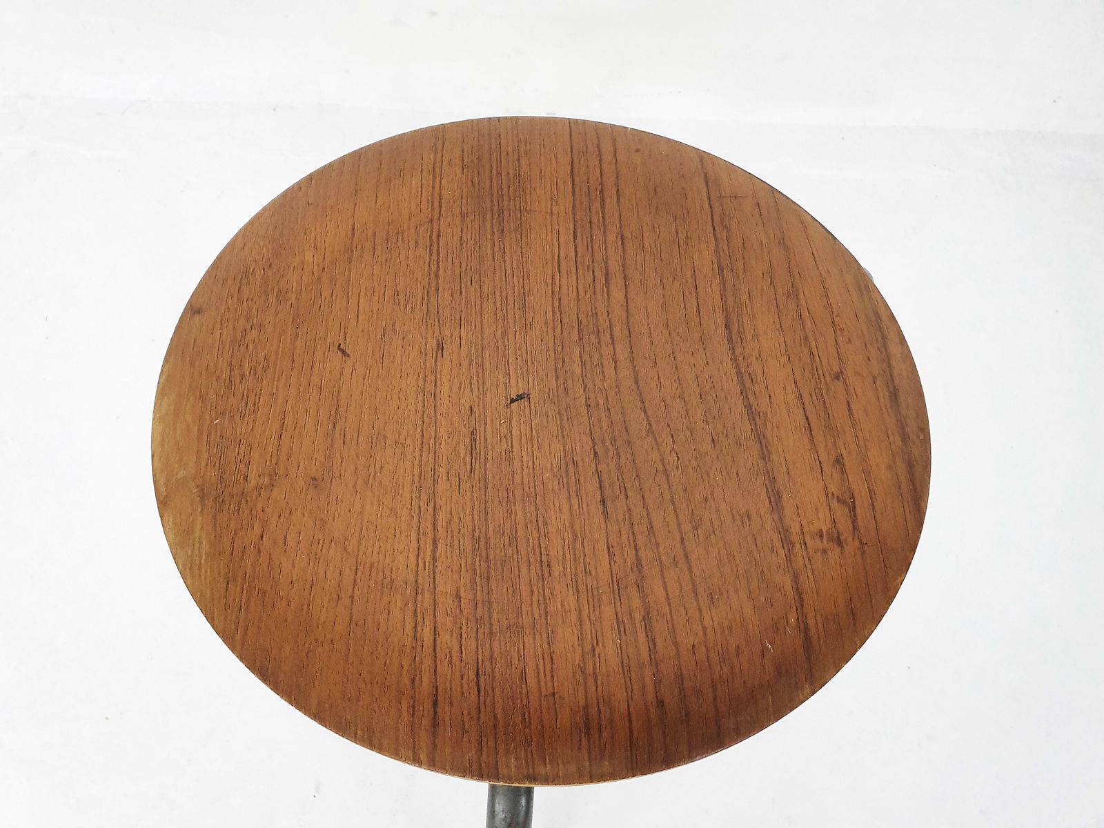 photo vinterior Teak And Metal Arne Jacobsen Inspired Tripod Stool, Denmark 1960's