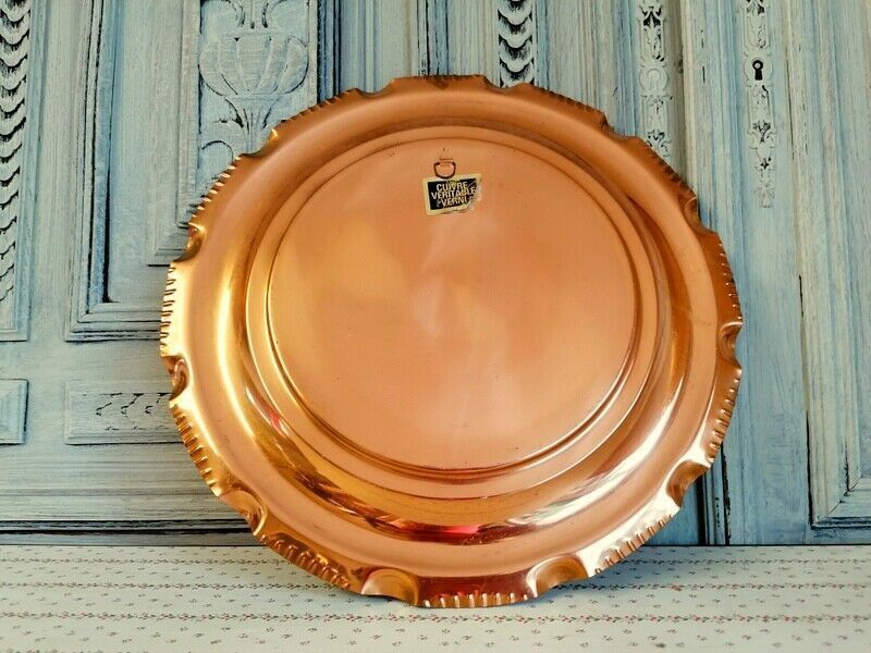 An Original Antique French Vintage Embossed Copper Wall Plaque photo vinterior