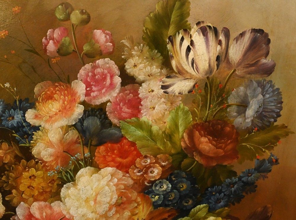 Georgian Floral Oil Painting Still Life Gilt Frame photo vinterior