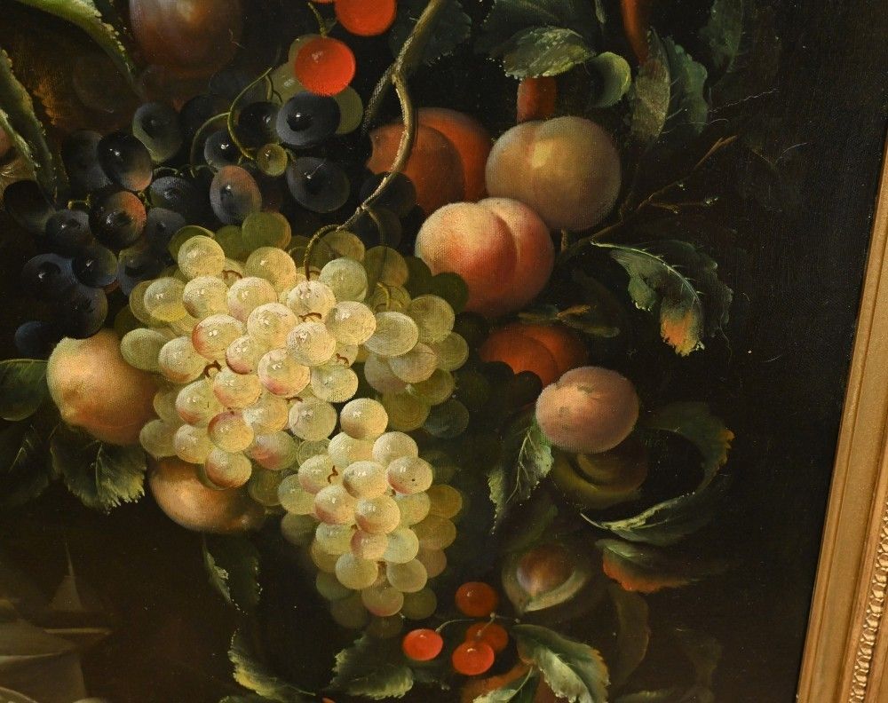 Victorian Cherub Floral Still Life Oil Painting photo 1650.0