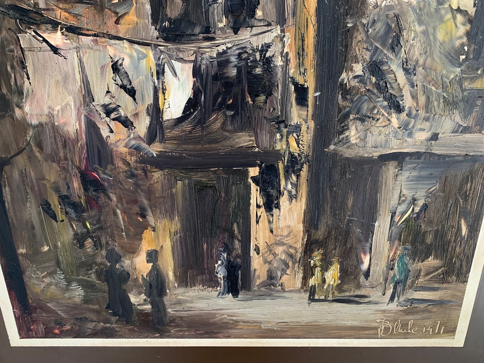 Interesting Midcentury Oil On Board Painting With Influences Of John Piper And Frank Auerbach, Signed Clarke '71 photo 300.0