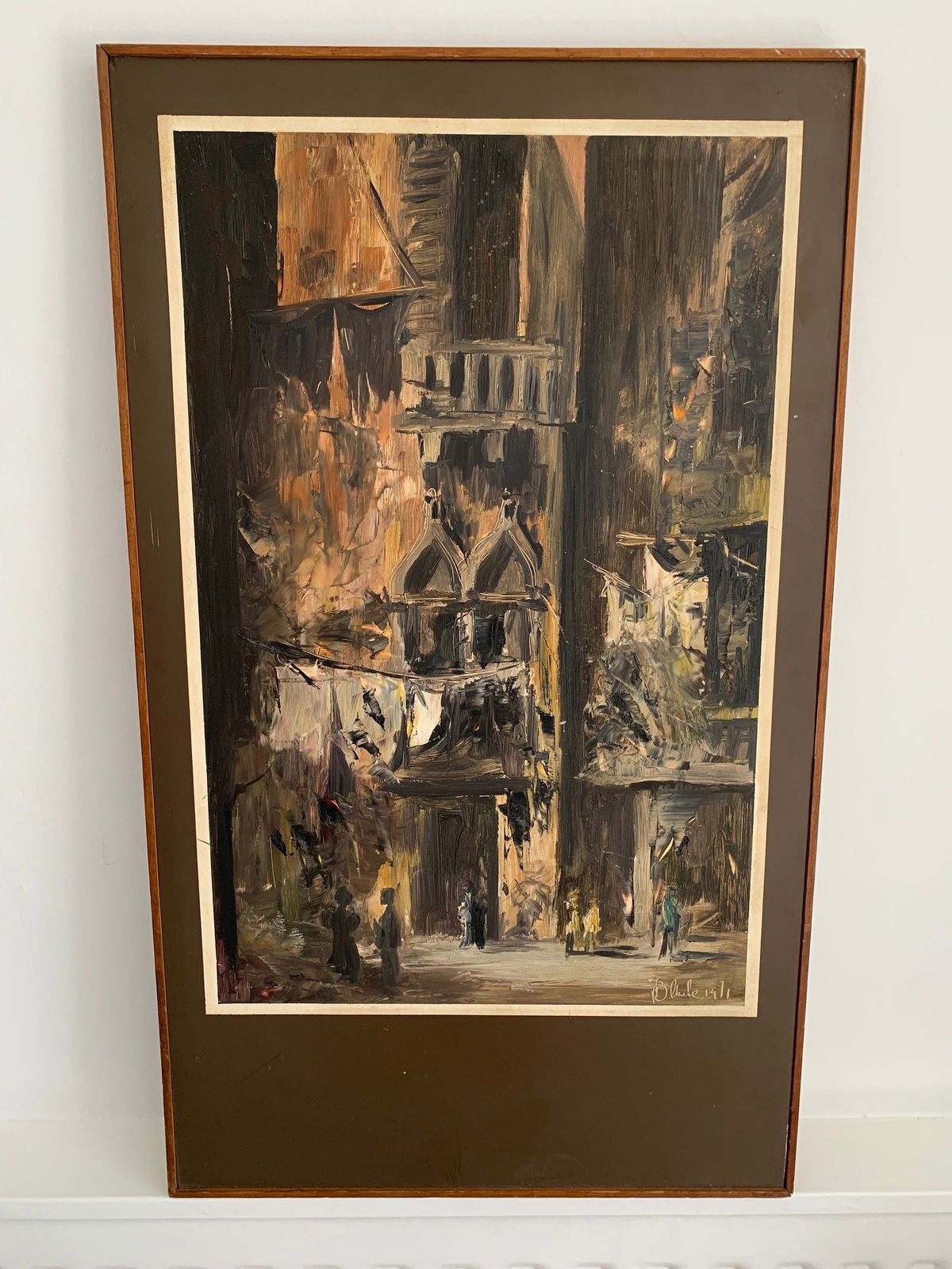 Interesting Midcentury Oil On Board Painting With Influences Of John Piper And Frank Auerbach, Signed Clarke '71